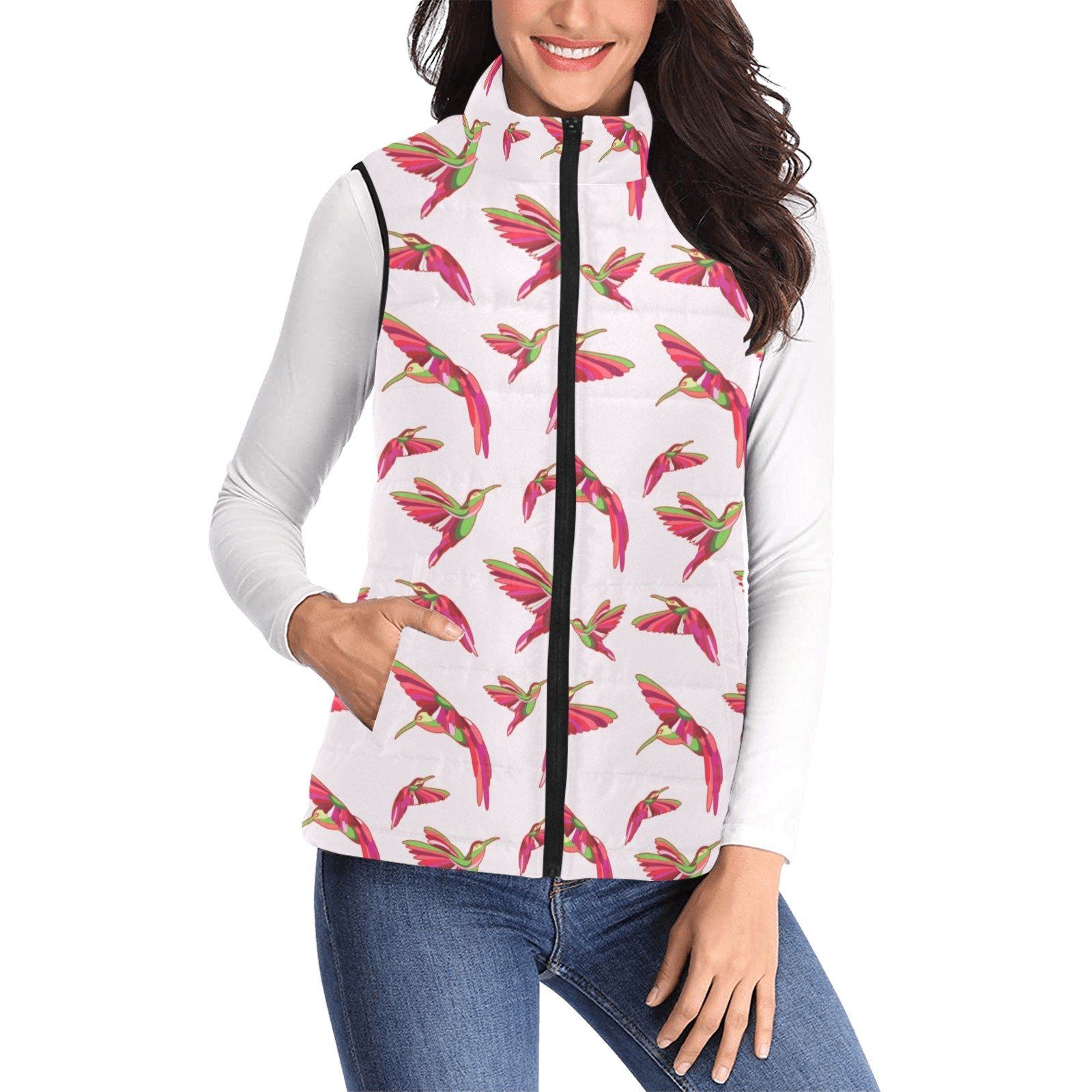 Red Swift Colourful Women's Padded Vest Jacket (Model H44) Women's Padded Vest Jacket (H44) e-joyer