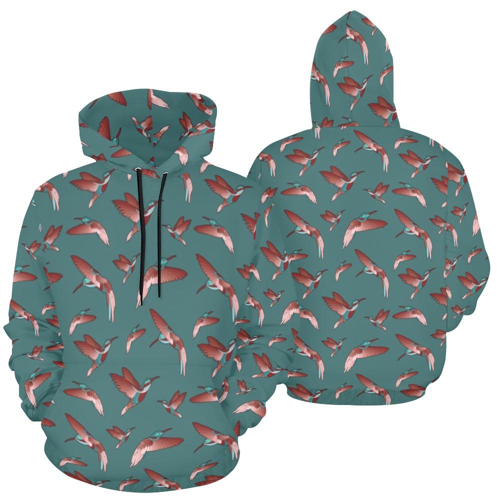 Red Swift Turquoise All Over Print Hoodie for Women (USA Size) (Model H13) All Over Print Hoodie for Women (H13) e-joyer
