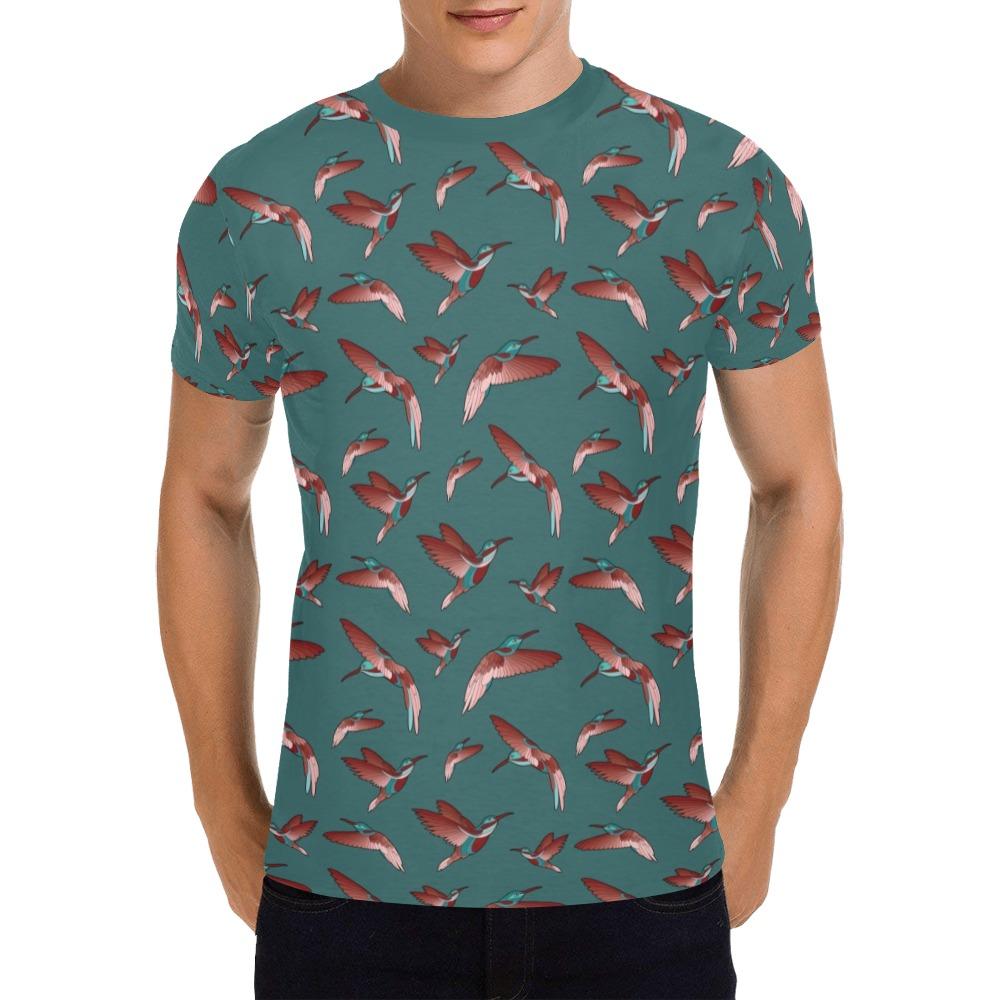 Red Swift Turquoise All Over Print T-Shirt for Men (USA Size) (Model T40) All Over Print T-Shirt for Men (T40) e-joyer