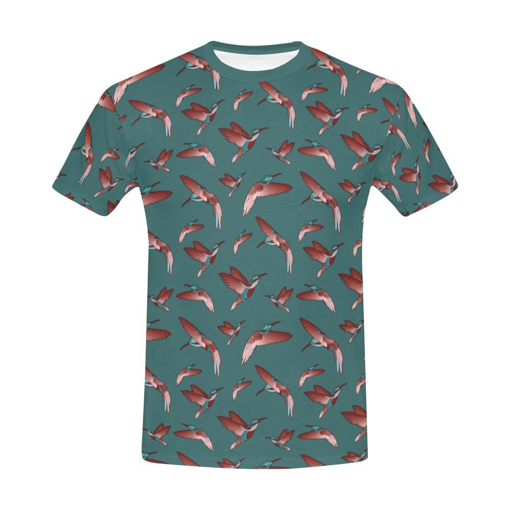 Red Swift Turquoise All Over Print T-Shirt for Men (USA Size) (Model T40) All Over Print T-Shirt for Men (T40) e-joyer