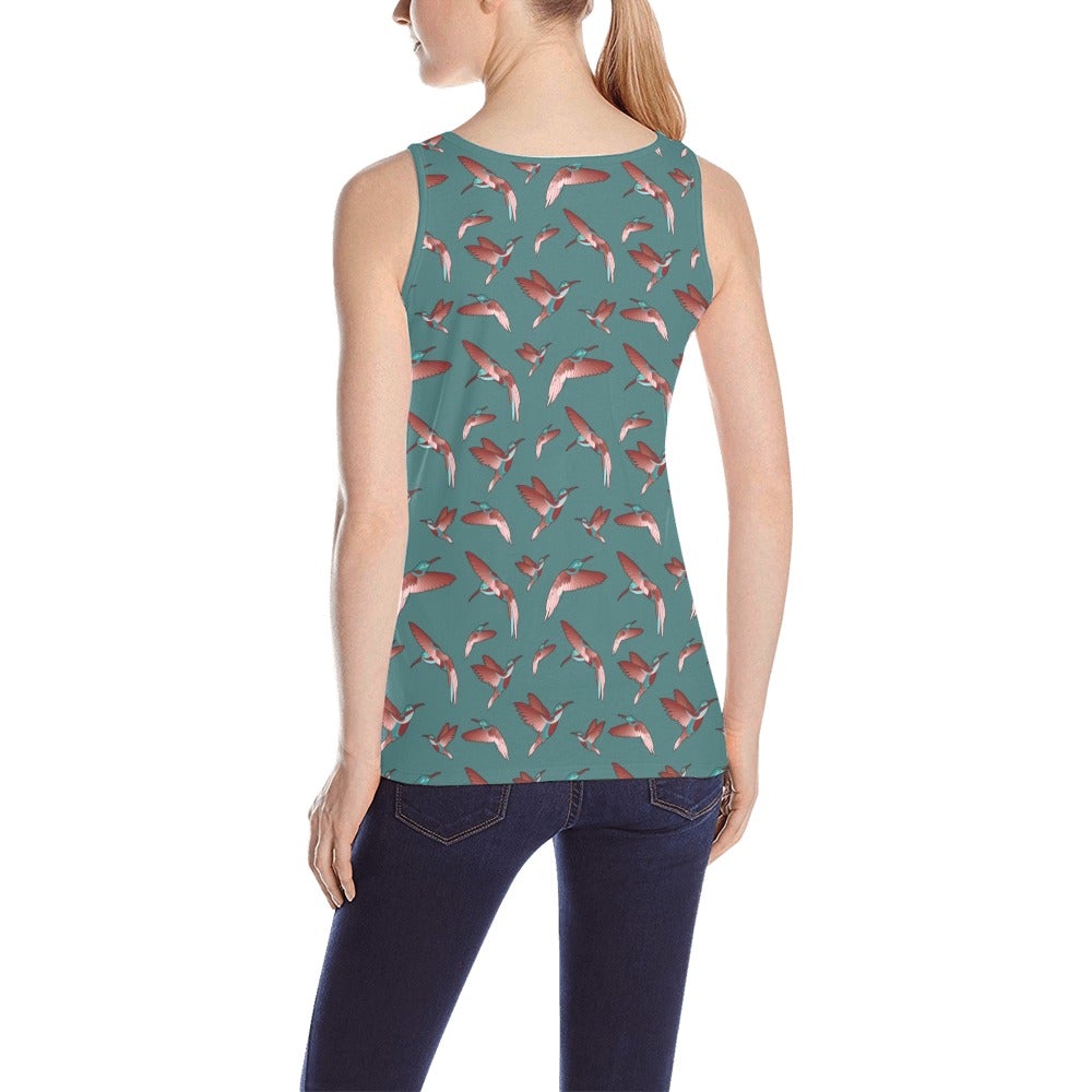 Red Swift Turquoise All Over Print Tank Top for Women (Model T43) All Over Print Tank Top for Women (T43) e-joyer