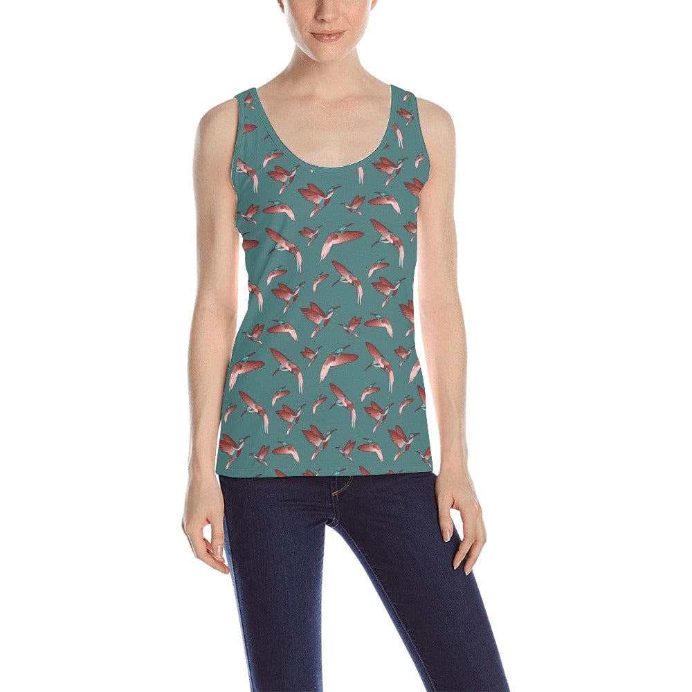 Red Swift Turquoise All Over Print Tank Top for Women (Model T43) All Over Print Tank Top for Women (T43) e-joyer