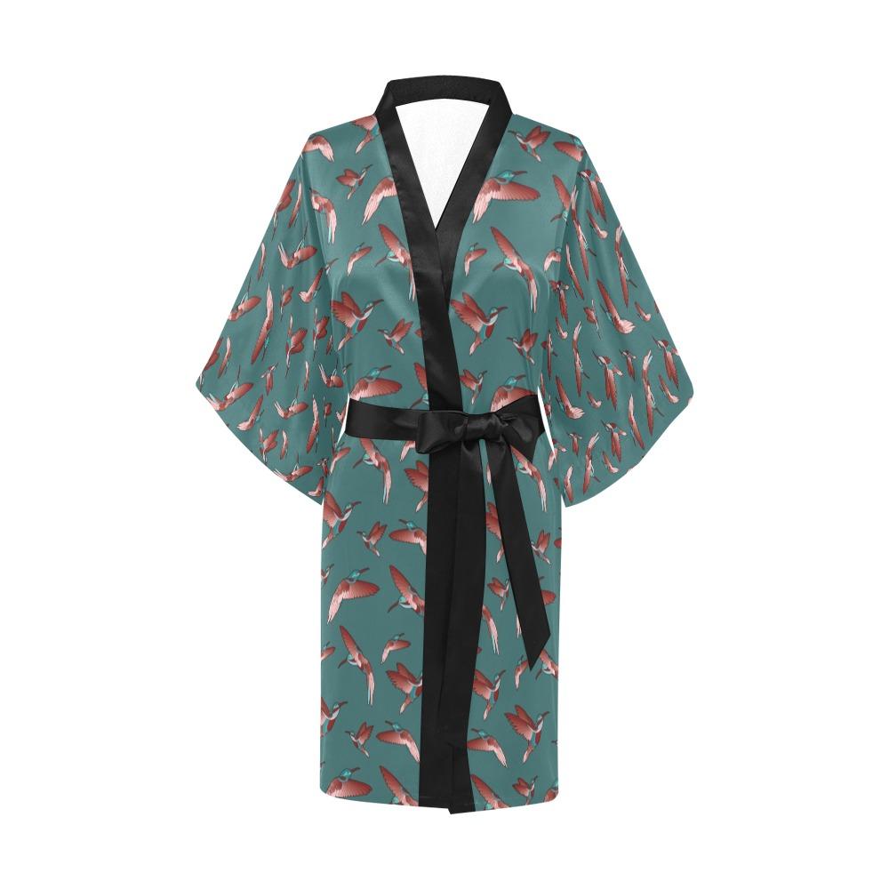 Red Swift Turquoise Kimono Robe Artsadd