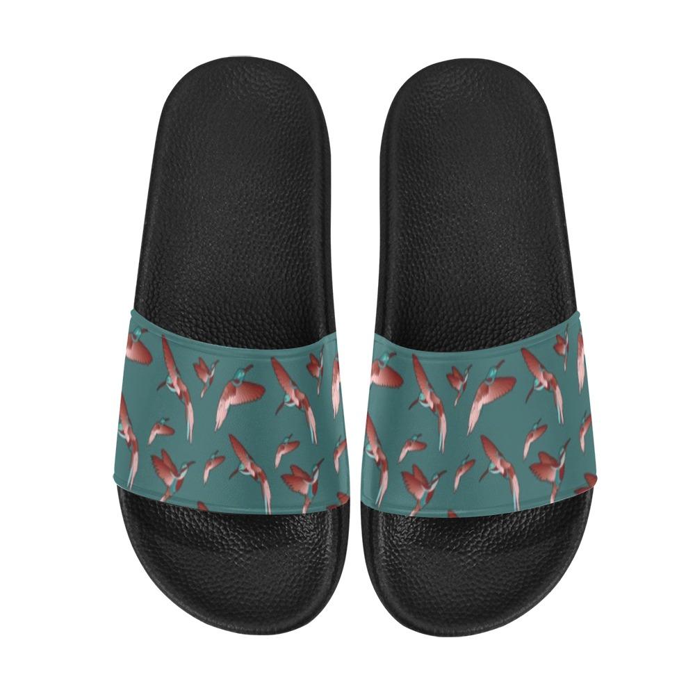 Red Swift Turquoise Women's Slide Sandals (Model 057) Women's Slide Sandals (057) e-joyer