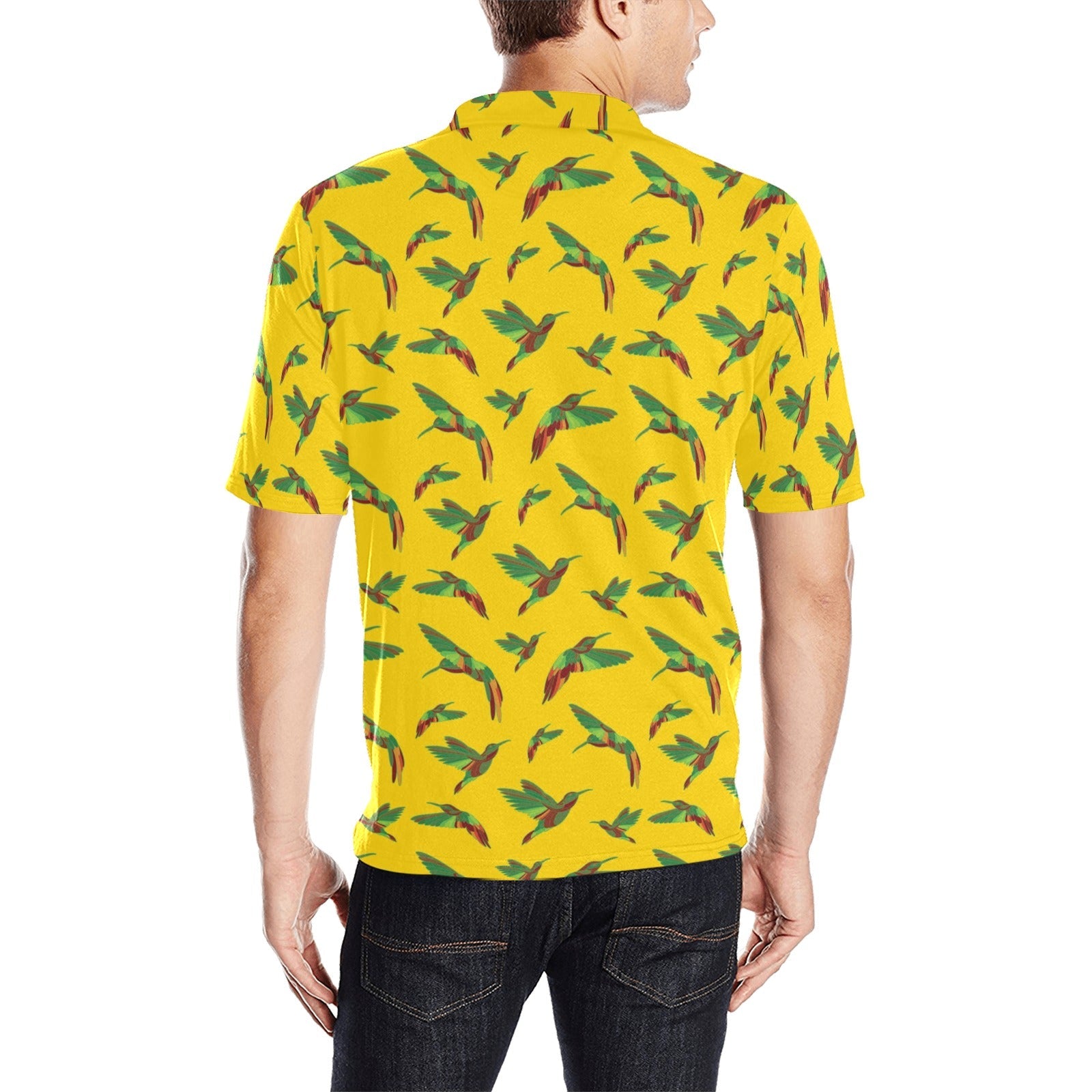 Red Swift Yellow Men's All Over Print Polo Shirt (Model T55) Men's Polo Shirt (Model T55) e-joyer