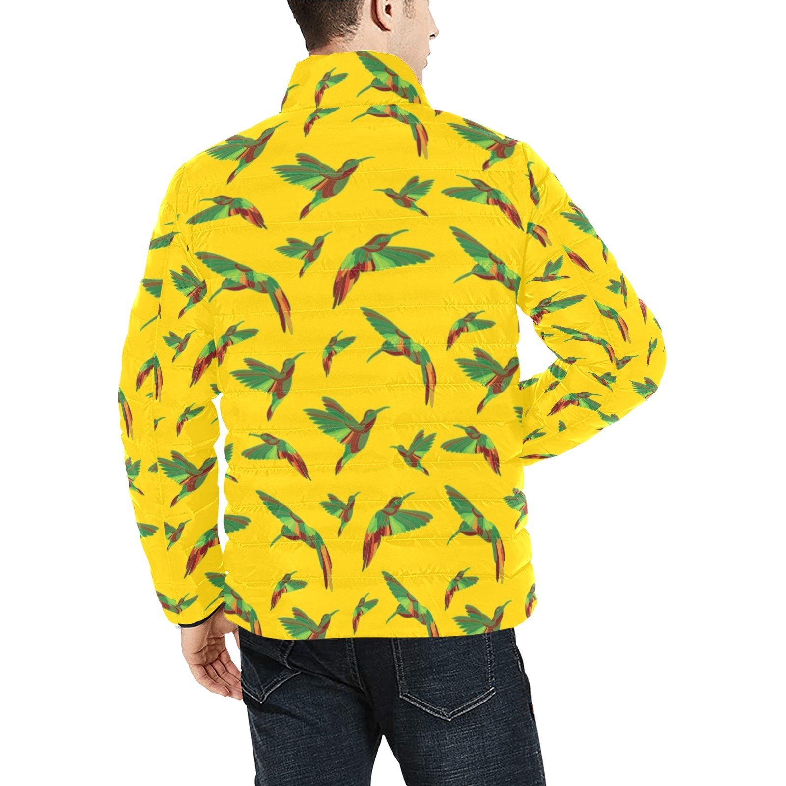 Red Swift Yellow Men's Stand Collar Padded Jacket (Model H41) Men's Stand Collar Padded Jacket (H41) e-joyer