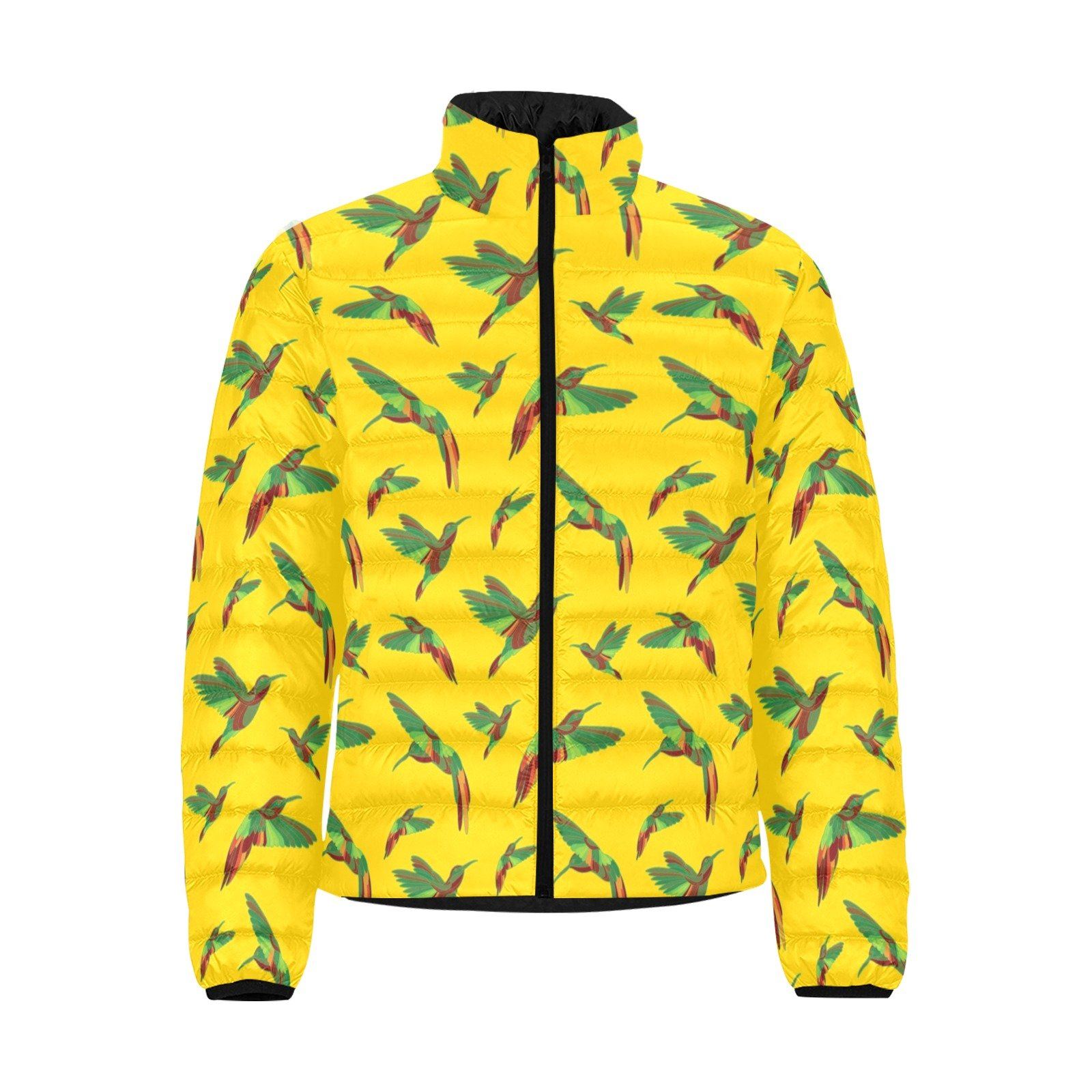 Red Swift Yellow Men's Stand Collar Padded Jacket (Model H41) Men's Stand Collar Padded Jacket (H41) e-joyer