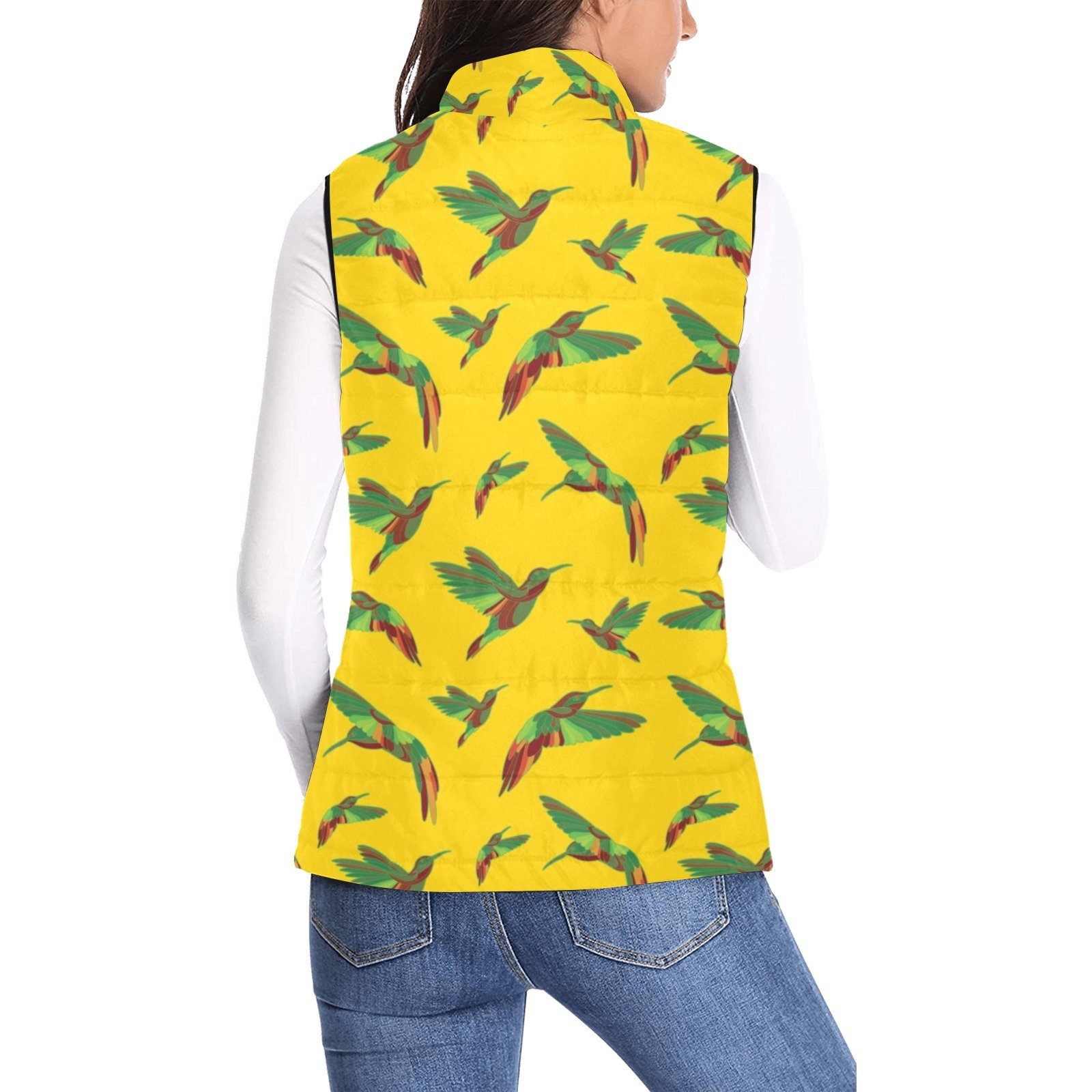 Red Swift Yellow Women's Padded Vest Jacket (Model H44) Women's Padded Vest Jacket (H44) e-joyer