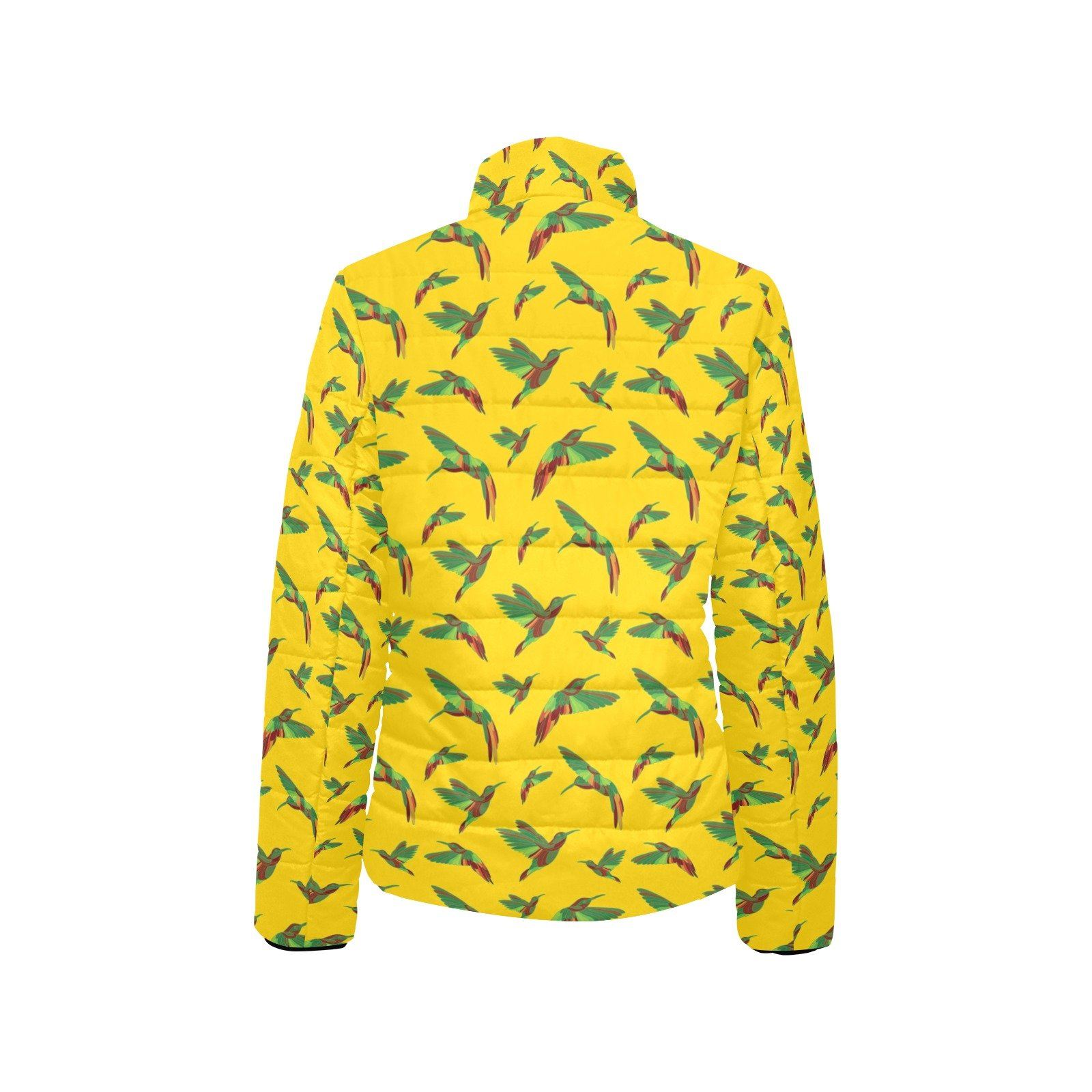 Red Swift Yellow Women's Stand Collar Padded Jacket (Model H41) jacket e-joyer