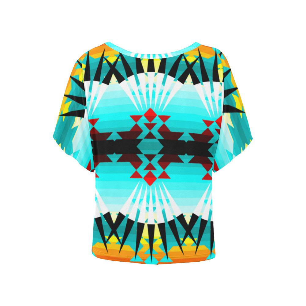 Ribbonwork Bustles Women's Batwing-Sleeved Blouse T shirt (Model T44) Women's Batwing-Sleeved Blouse T shirt (T44) e-joyer