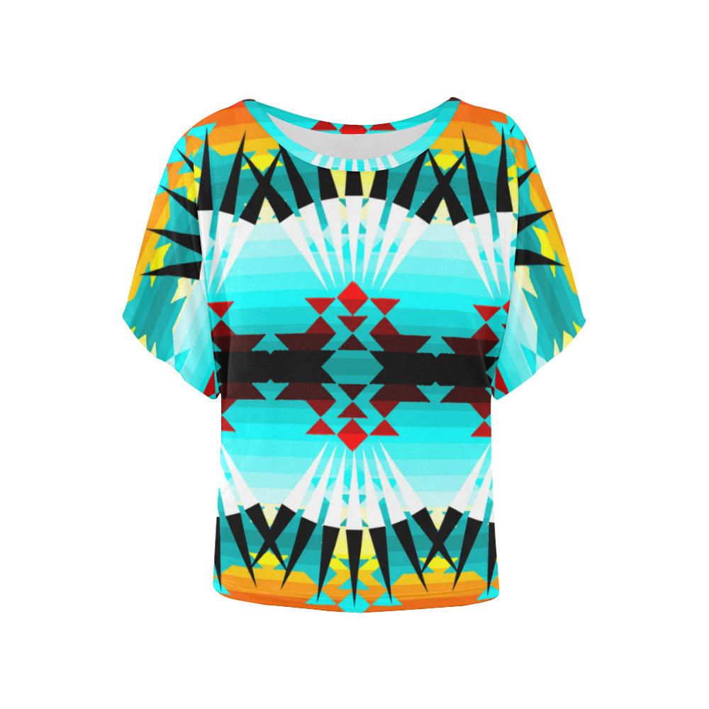 Ribbonwork Bustles Women's Batwing-Sleeved Blouse T shirt (Model T44) Women's Batwing-Sleeved Blouse T shirt (T44) e-joyer