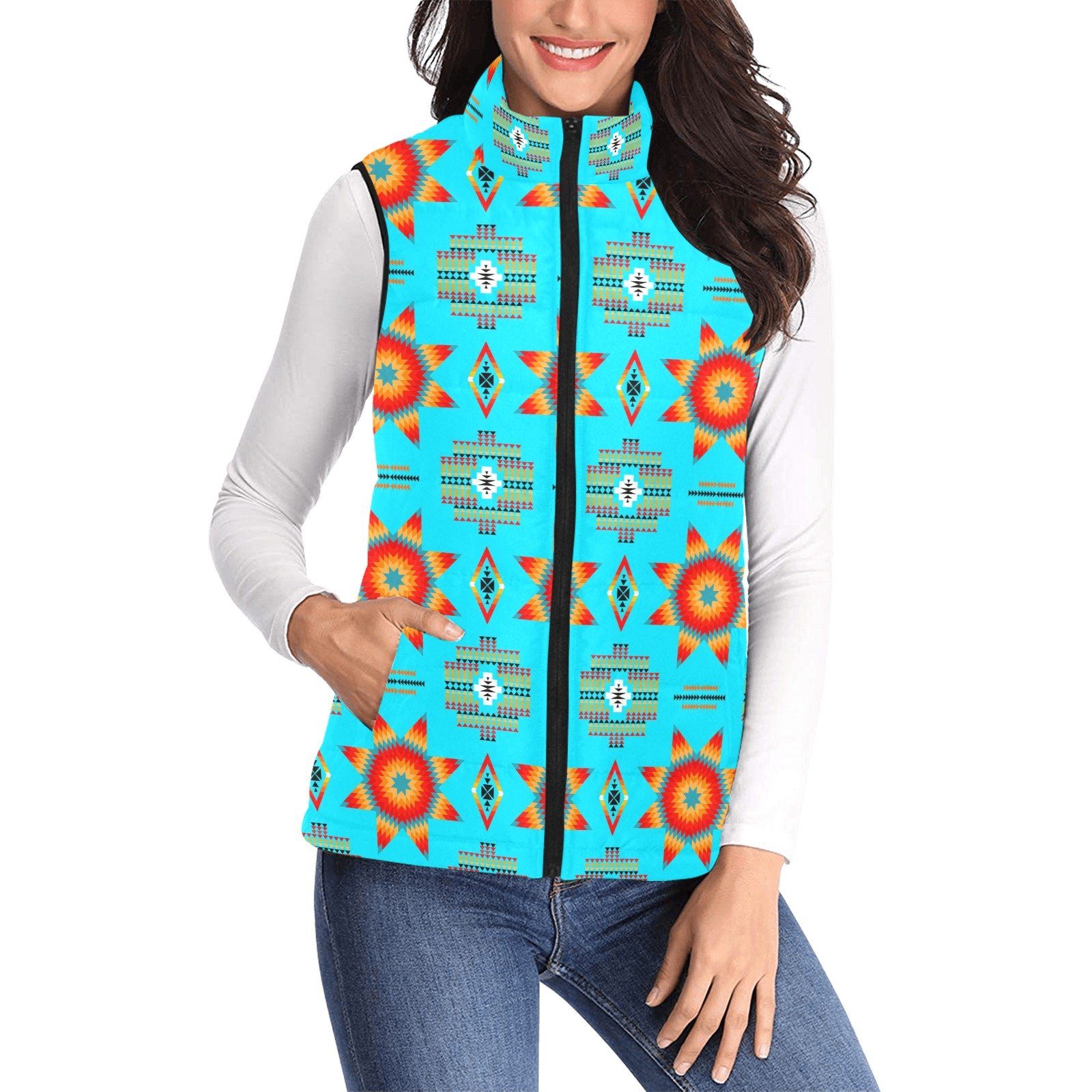 Rising Star Harvest Moon Women's Padded Vest Jacket (Model H44) Women's Padded Vest Jacket (H44) e-joyer