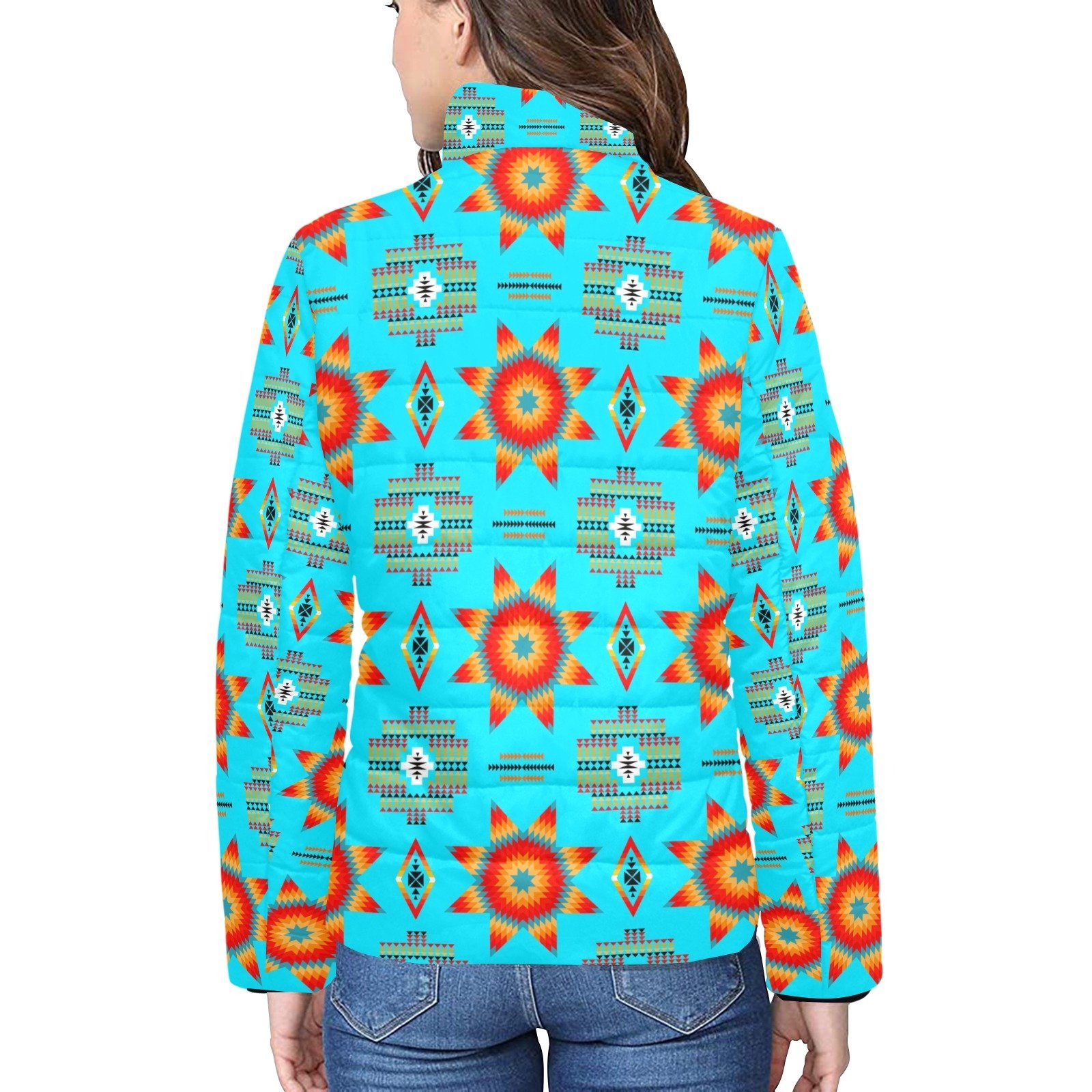 Rising Star Harvest Moon Women's Stand Collar Padded Jacket (Model H41) jacket e-joyer