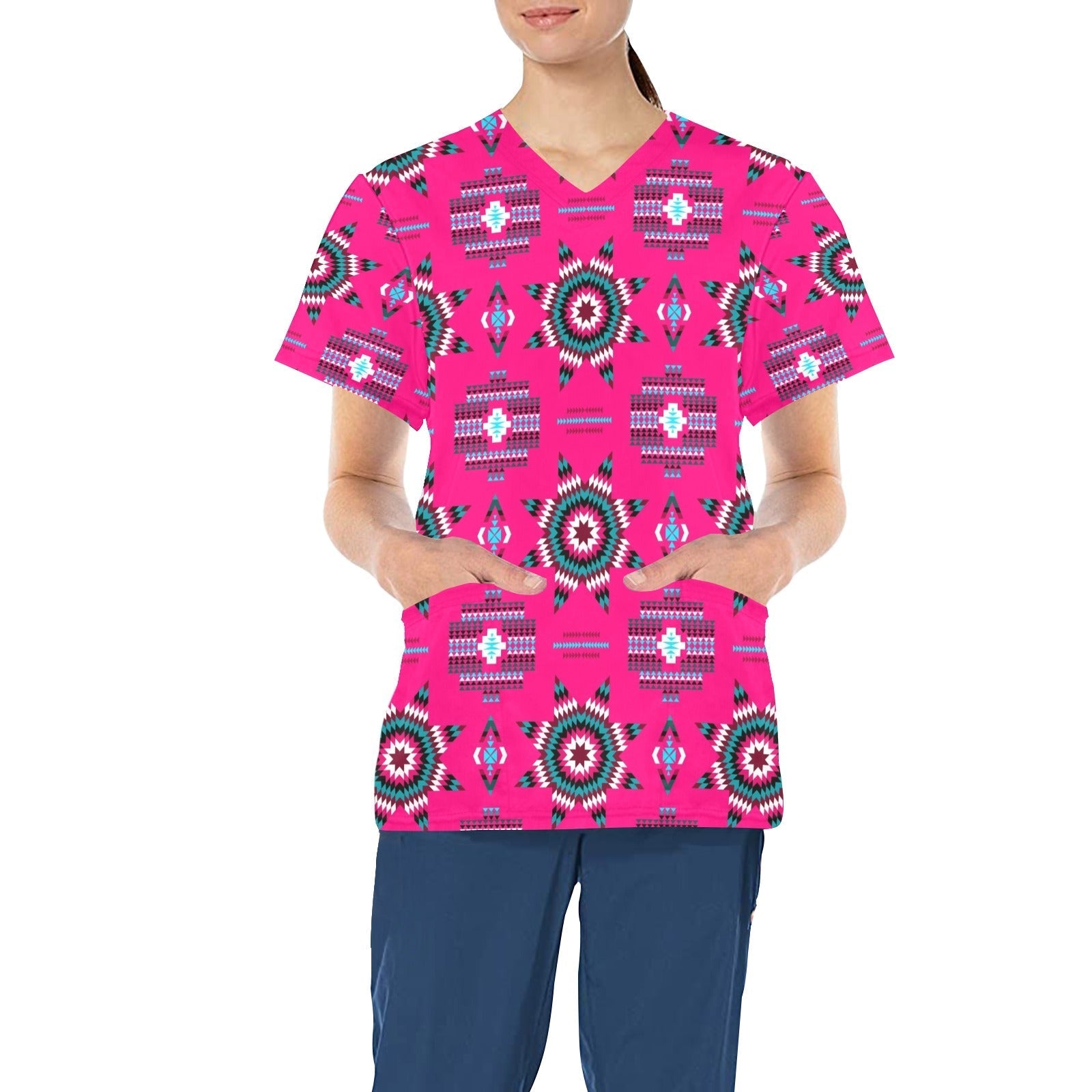 Rising Star Strawberry Moon All Over Print Scrub Top Scrub Top e-joyer