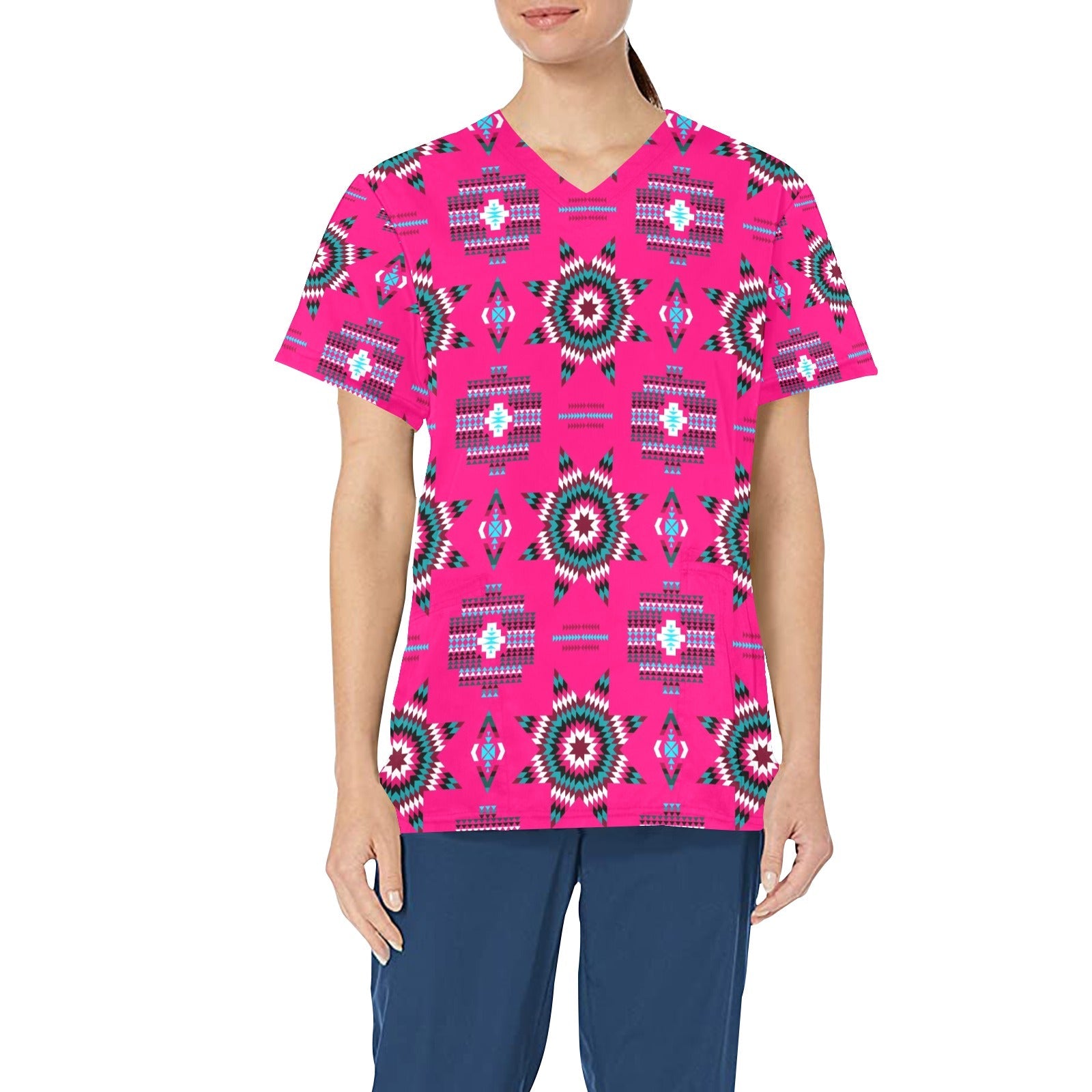 Rising Star Strawberry Moon All Over Print Scrub Top Scrub Top e-joyer