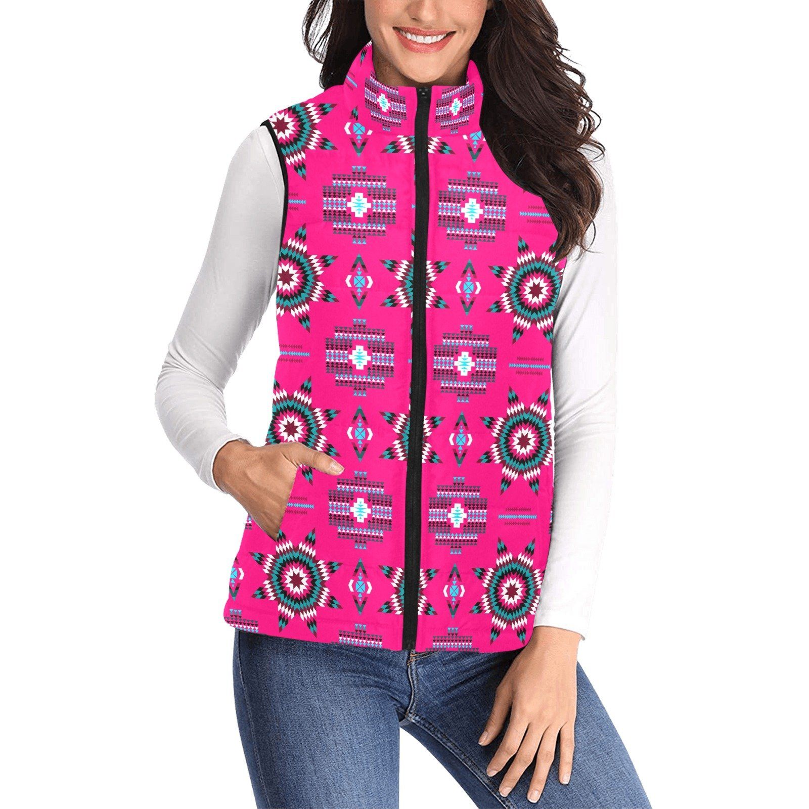 Rising Star Strawberry Moon Women's Padded Vest Jacket (Model H44) Women's Padded Vest Jacket (H44) e-joyer