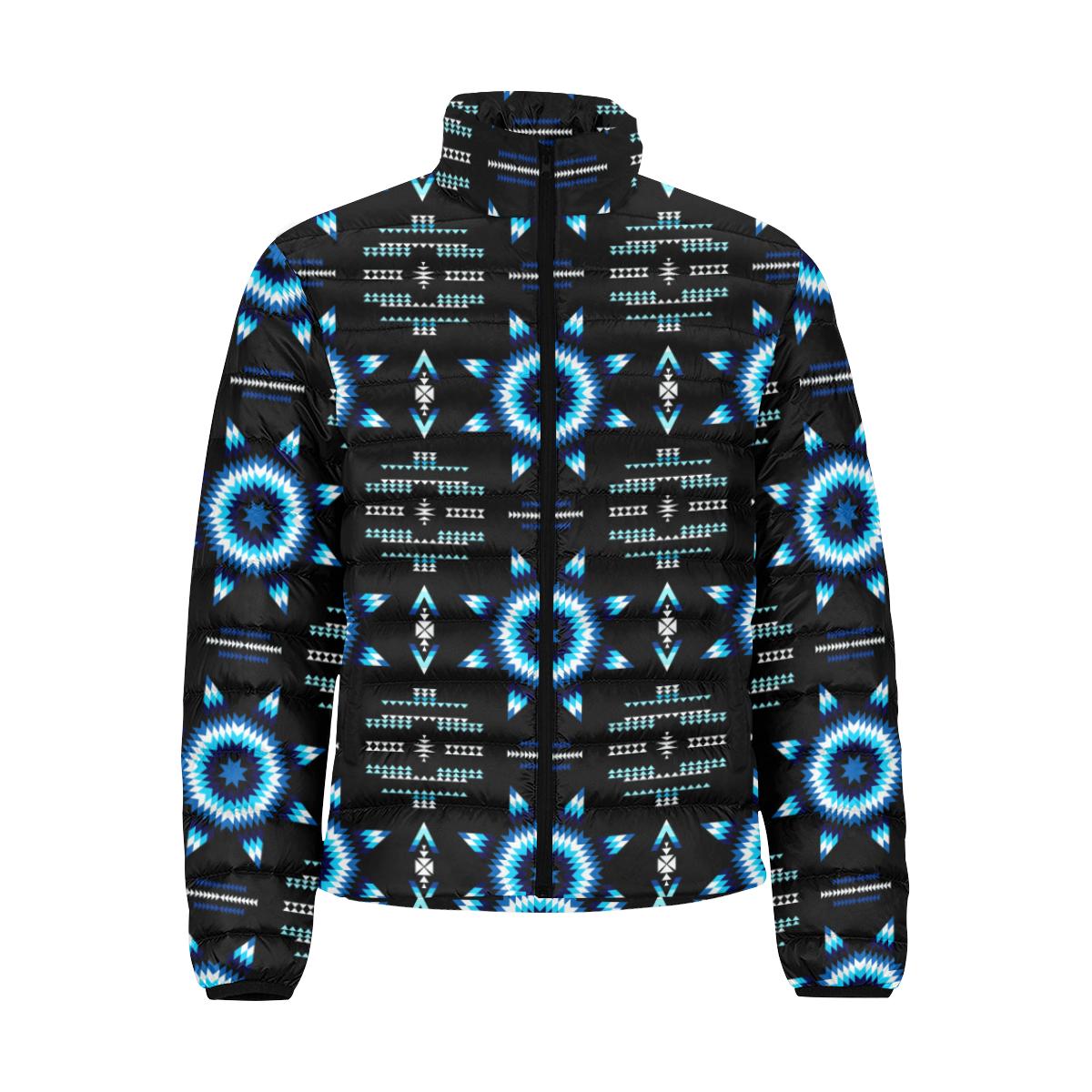 Rising Star Wolf Moon Men's Stand Collar Padded Jacket (Model H41) Men's Stand Collar Padded Jacket (H41) e-joyer