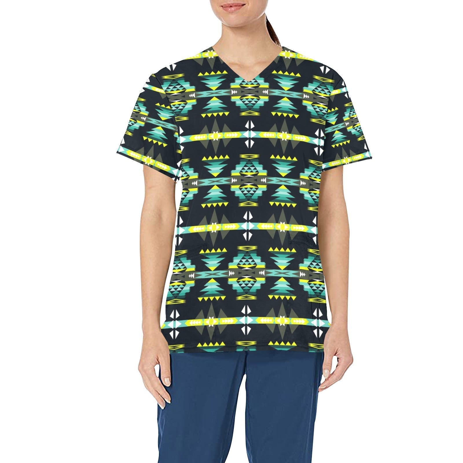 River Trail All Over Print Scrub Top Scrub Top e-joyer