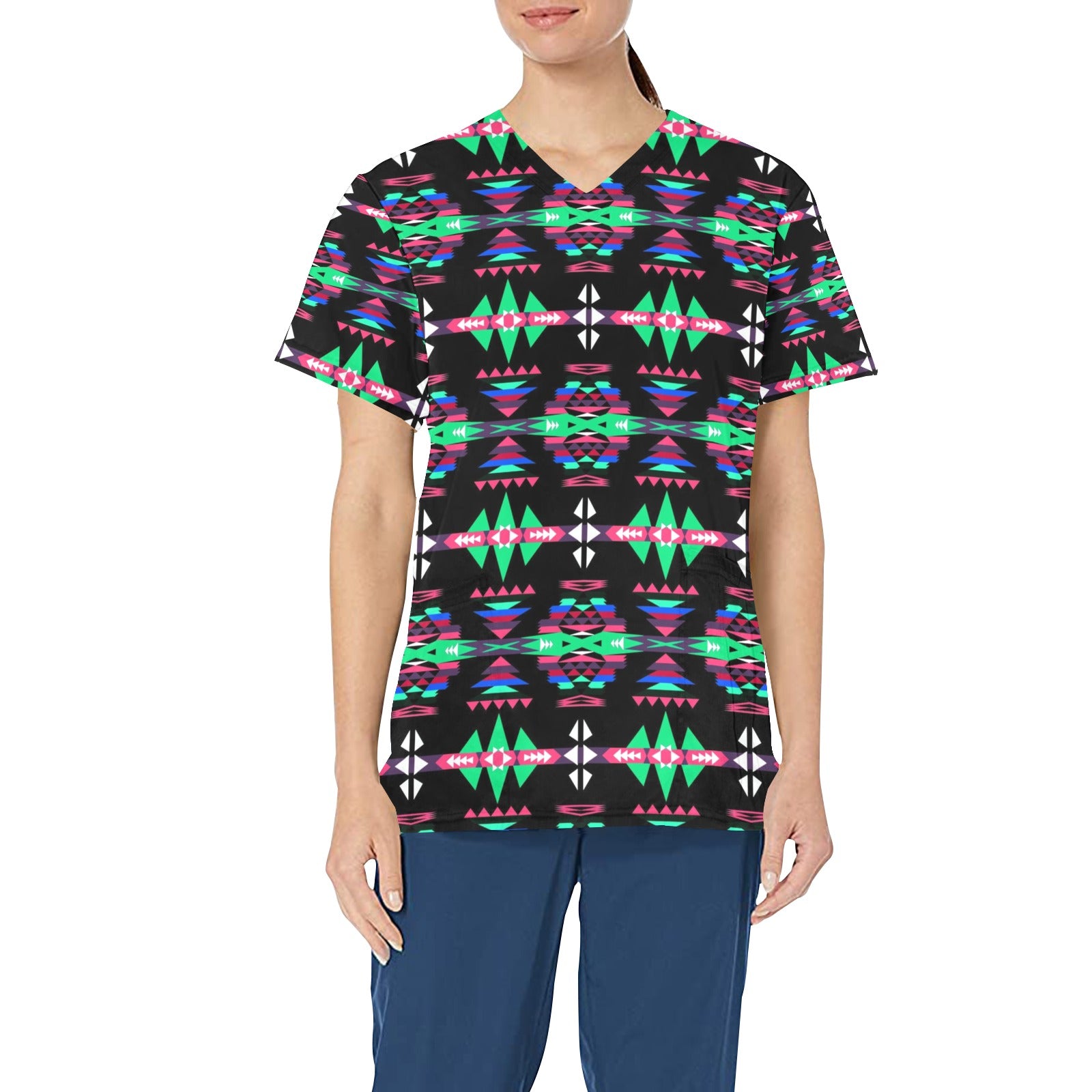 River Trail Journey All Over Print Scrub Top Scrub Top e-joyer