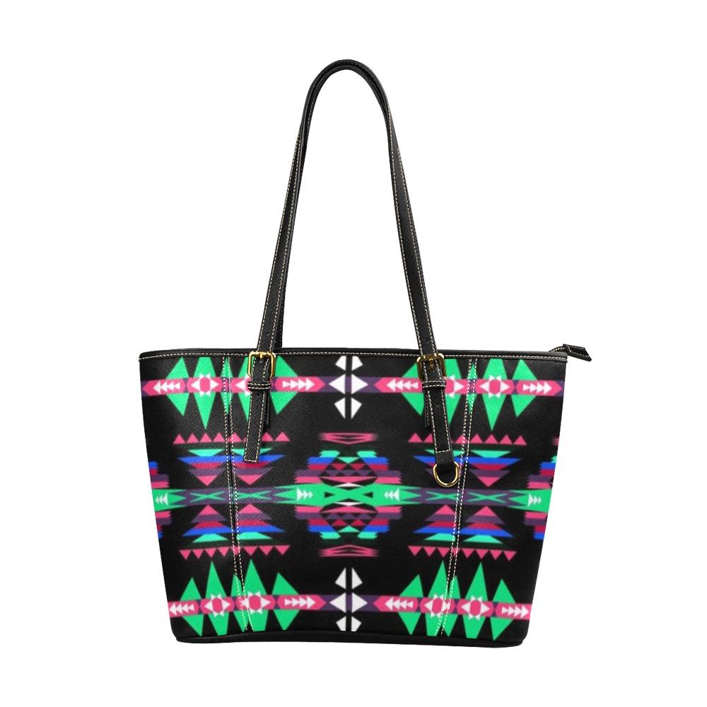 River Trail Journey Leather Tote Bag/Large (Model 1640) Leather Tote Bag (1640) e-joyer