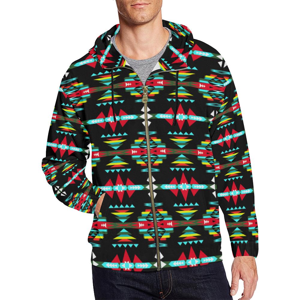 River Trail Sunset All Over Print Full Zip Hoodie for Men (Model H14) All Over Print Full Zip Hoodie for Men (H14) e-joyer