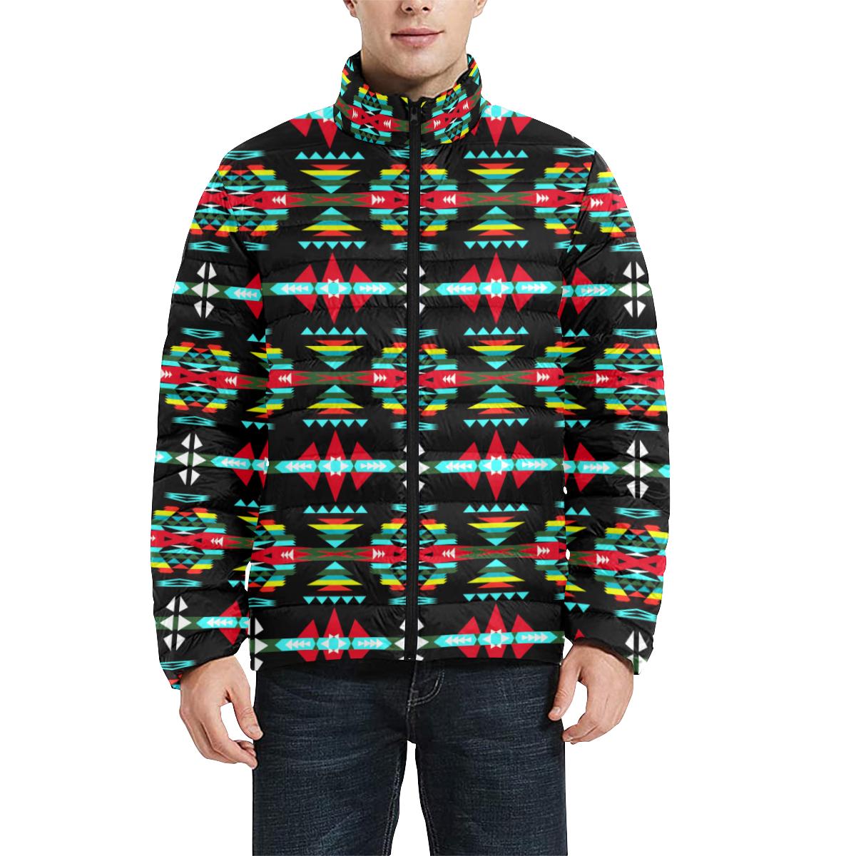 River Trail Sunset Men's Stand Collar Padded Jacket (Model H41) Men's Stand Collar Padded Jacket (H41) e-joyer