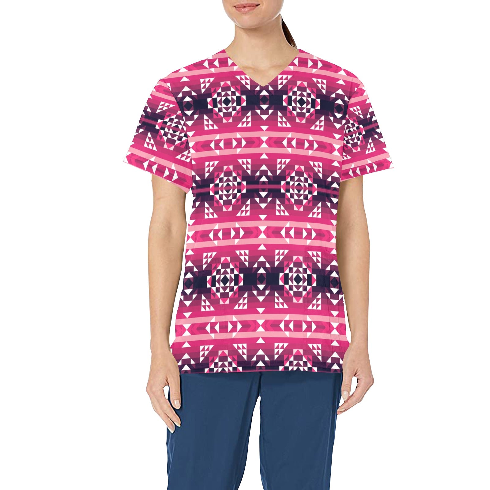 Royal Airspace Red All Over Print Scrub Top Scrub Top e-joyer