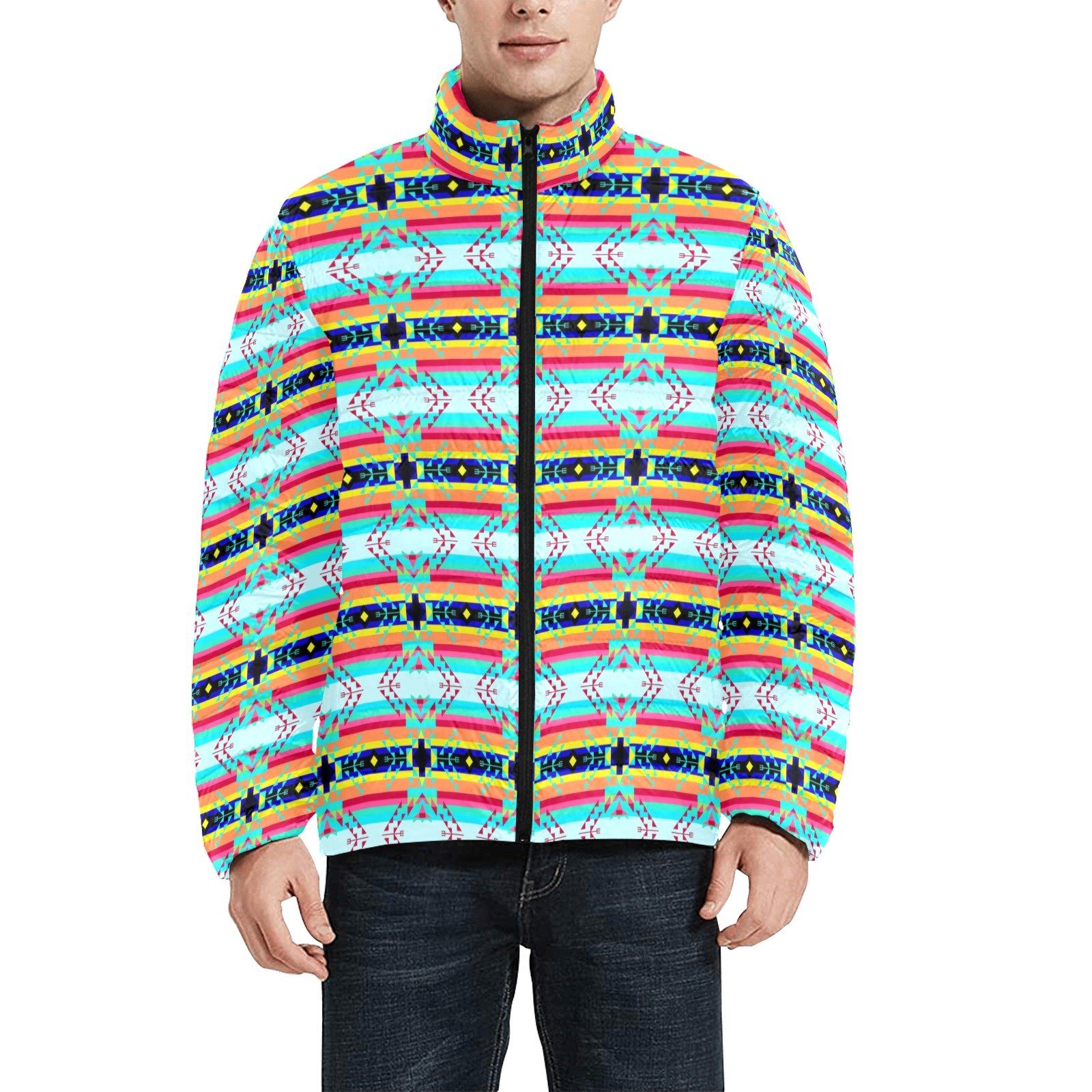 Sacred Spring Men's Stand Collar Padded Jacket (Model H41) Men's Stand Collar Padded Jacket (H41) e-joyer