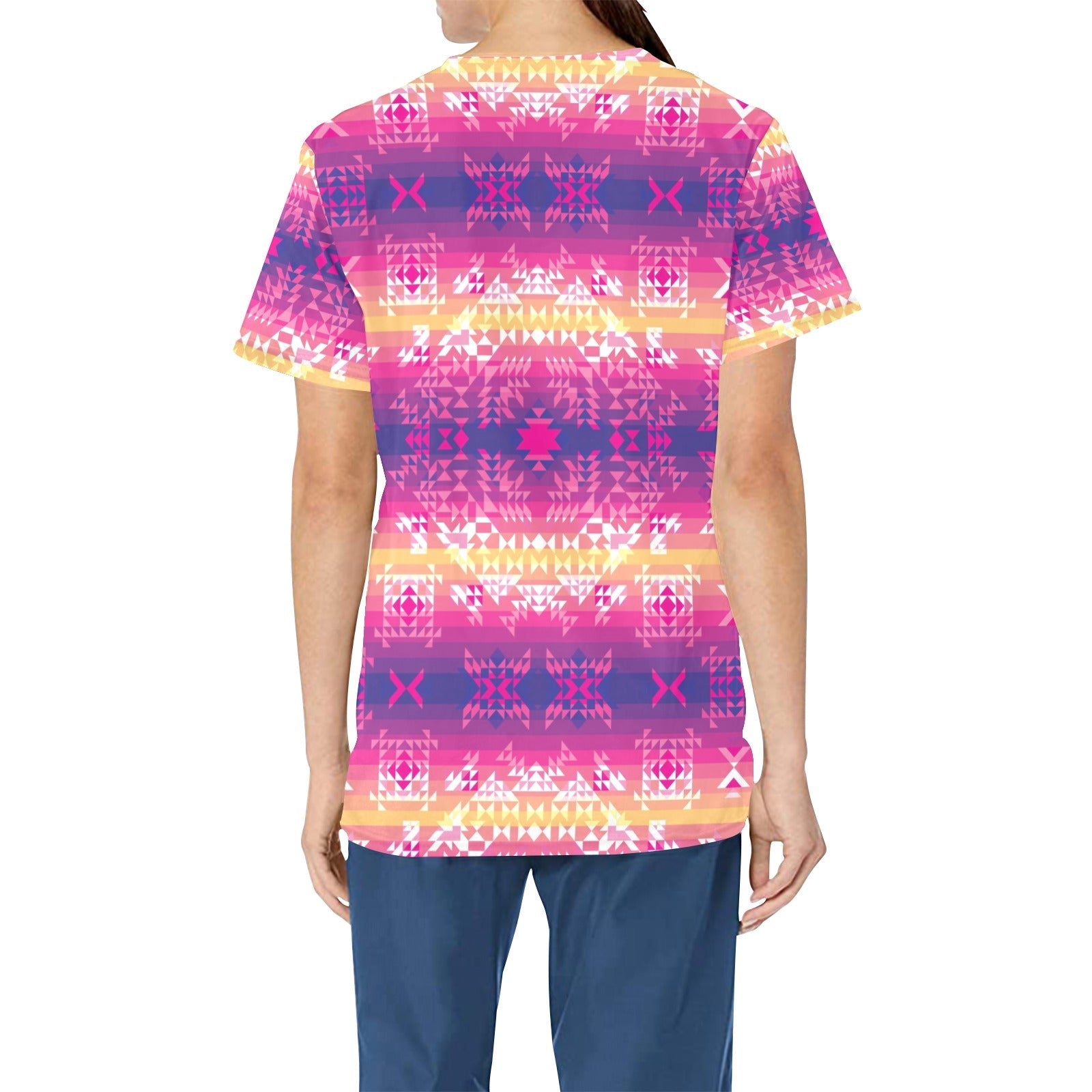 Soleil Overlay All Over Print Scrub Top Scrub Top e-joyer