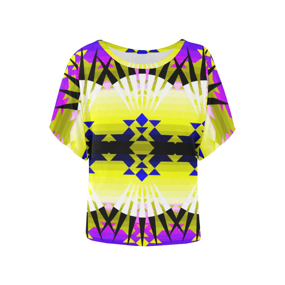 Southwest Ribbonwork Bustles Women's Batwing-Sleeved Blouse T shirt (Model T43) Women's Batwing-Sleeved Blouse T shirt e-joyer