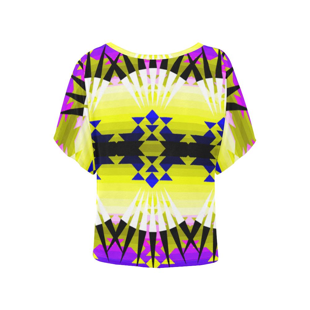 Southwest Ribbonwork Bustles Women's Batwing-Sleeved Blouse T shirt (Model T43) Women's Batwing-Sleeved Blouse T shirt e-joyer