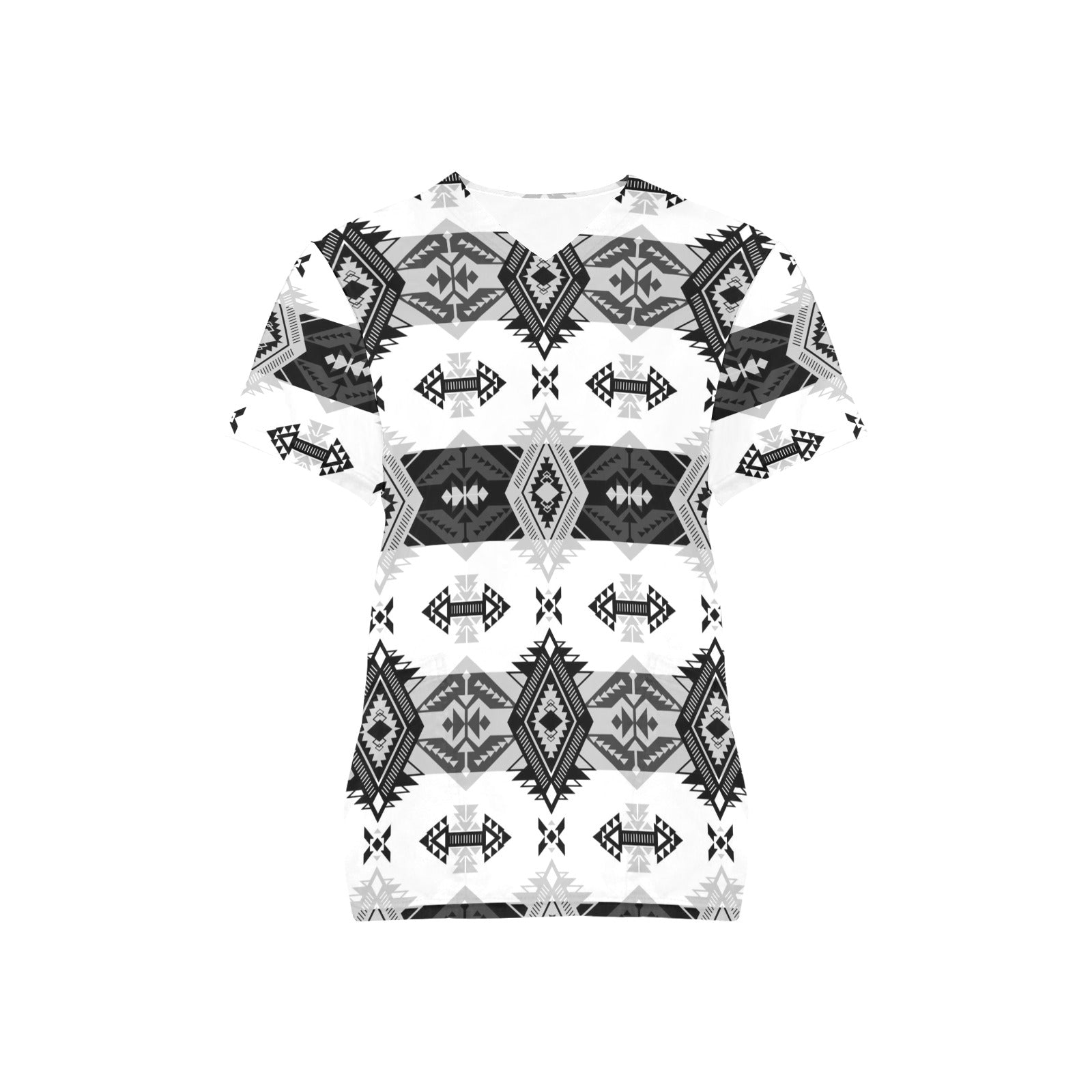 Sovereign Nation Black and White All Over Print Scrub Top Scrub Top e-joyer