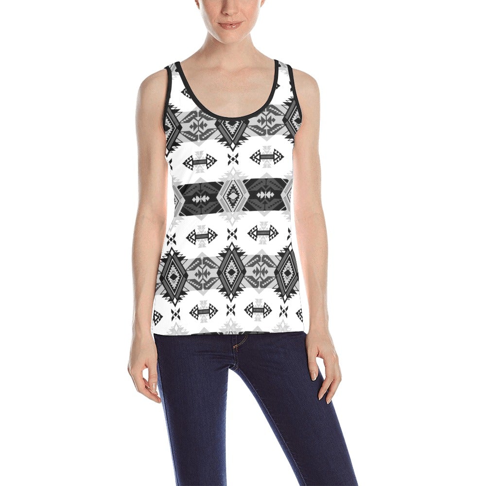 Sovereign Nation Black and White All Over Print Tank Top for Women (Model T43) All Over Print Tank Top for Women (T43) e-joyer