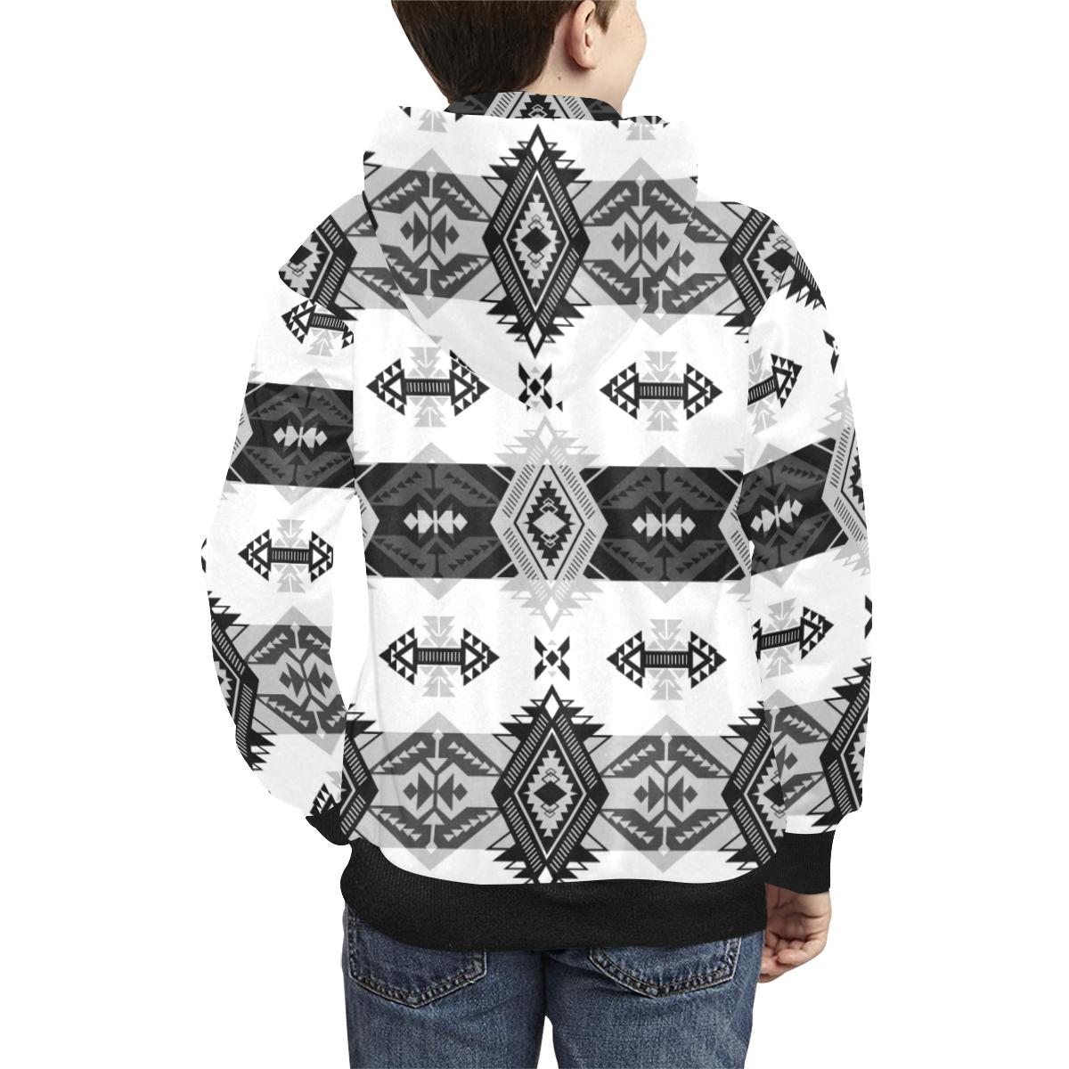 Sovereign Nation Black and White Kids' All Over Print Hoodie (Model H38) Kids' AOP Hoodie (H38) e-joyer