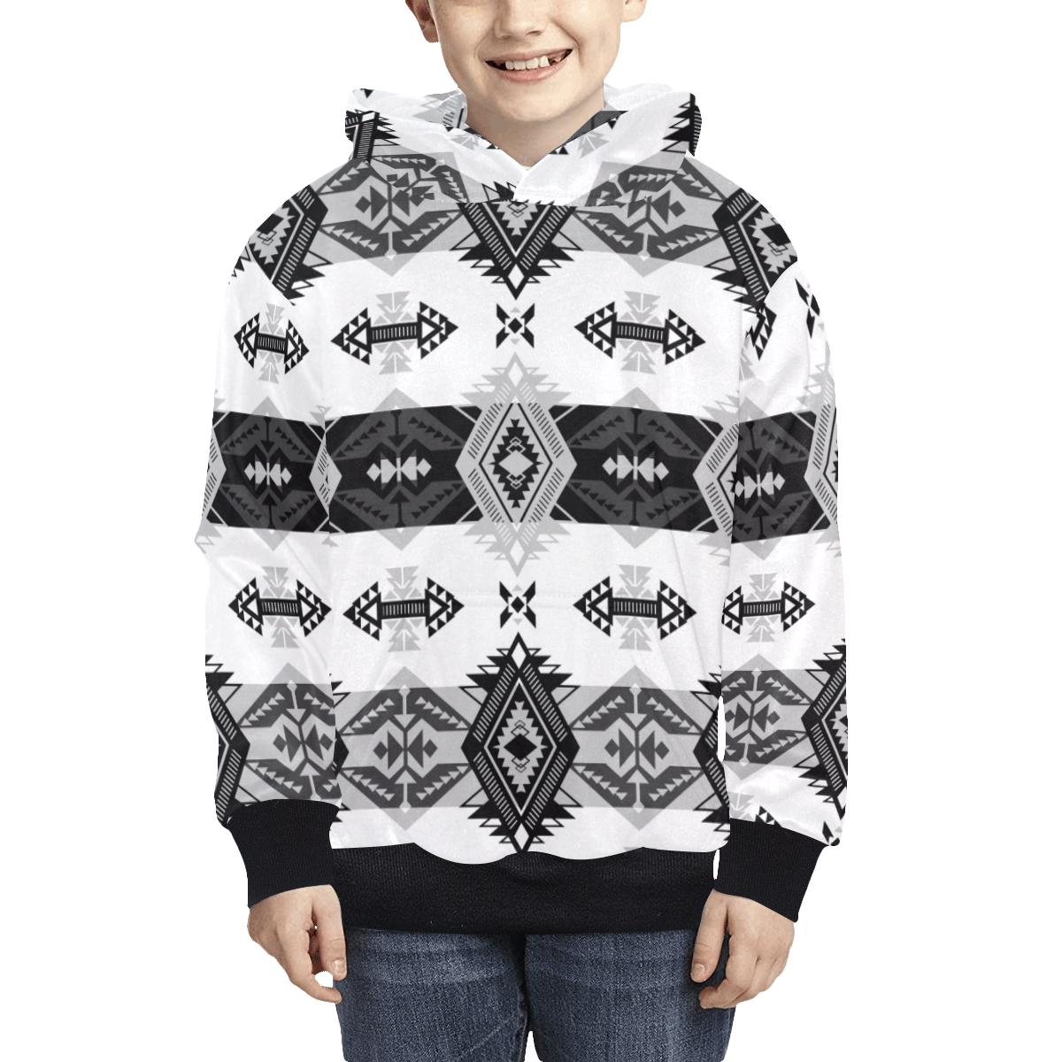 Sovereign Nation Black and White Kids' All Over Print Hoodie (Model H38) Kids' AOP Hoodie (H38) e-joyer