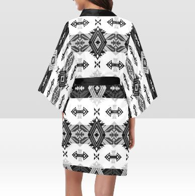 Sovereign Nation Black and White Kimono Robe Artsadd