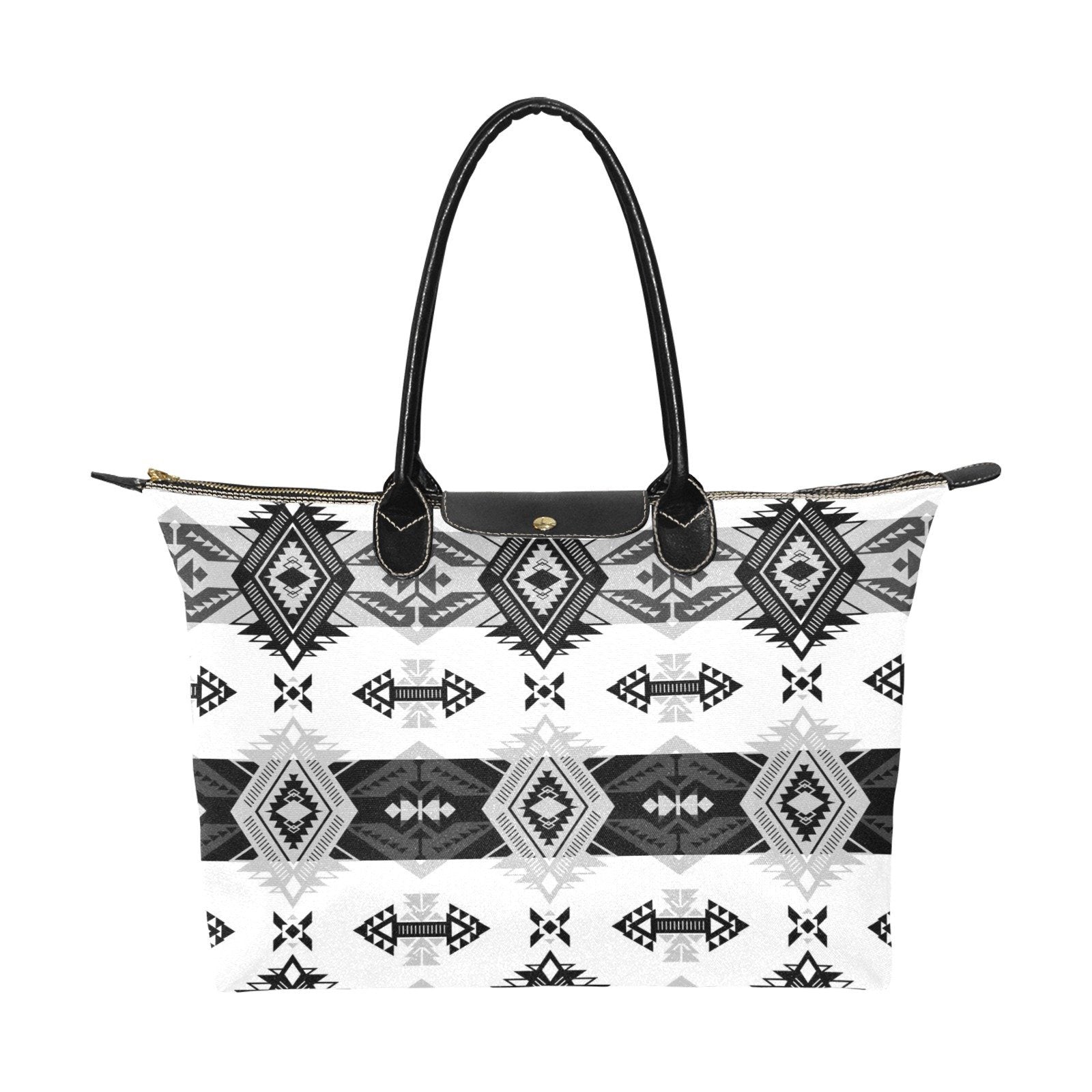 Sovereign Nation Black and White Single-Shoulder Lady Handbag (Model 1714) bag e-joyer