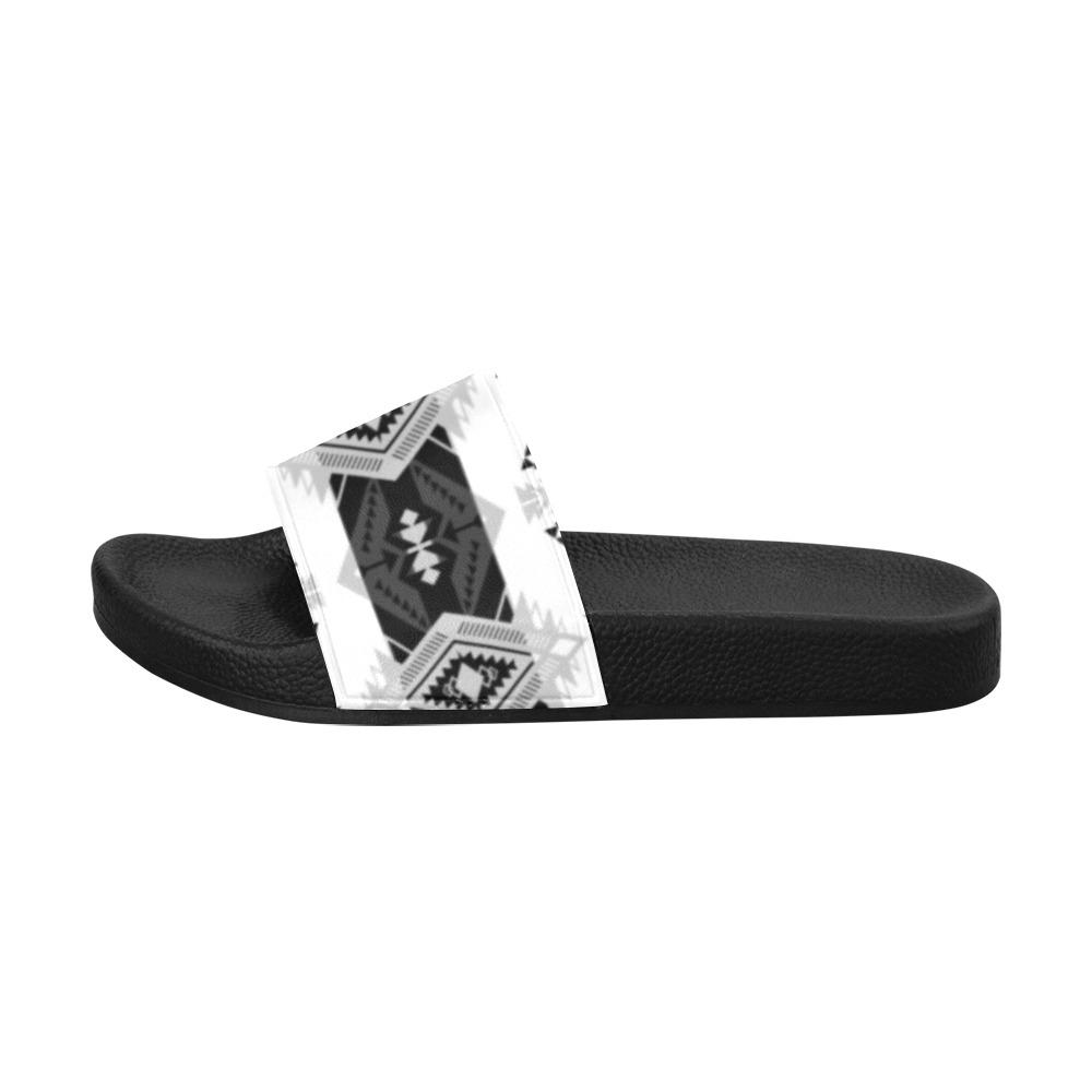 Sovereign Nation Black and White Women's Slide Sandals (Model 057) Women's Slide Sandals (057) e-joyer
