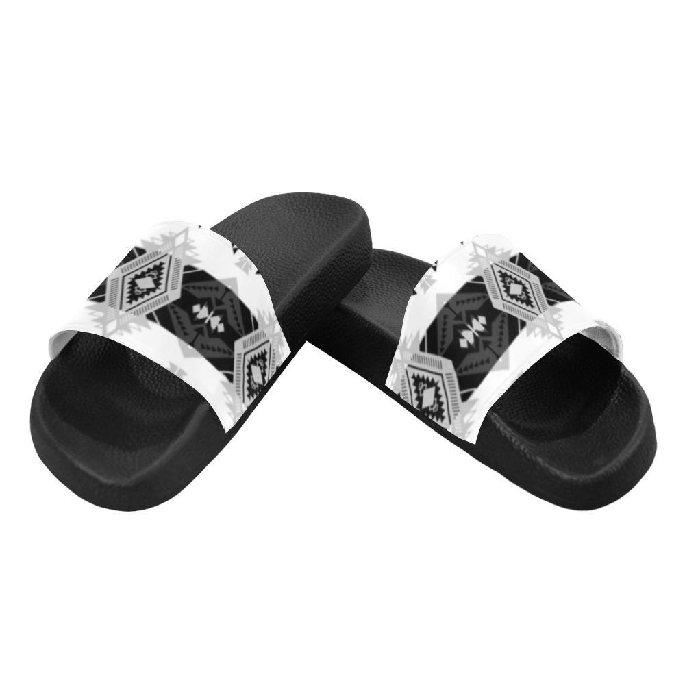 Sovereign Nation Black and White Women's Slide Sandals (Model 057) Women's Slide Sandals (057) e-joyer