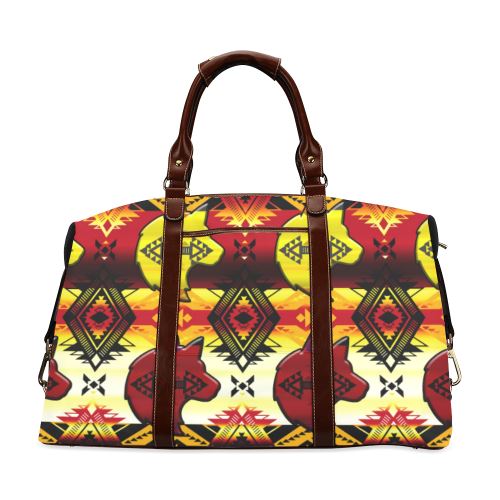 Sovereign Nation Fire with Wolf Classic Travel Bag (Model 1643) Remake Classic Travel Bags (1643) e-joyer