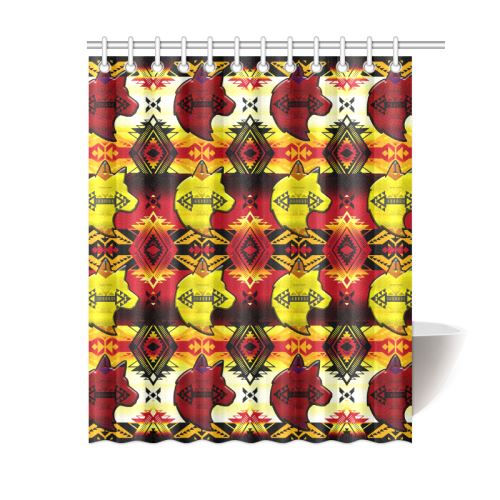 Sovereign Nation Fire with Wolf Shower Curtain 60"x72" Shower Curtain 60"x72" e-joyer