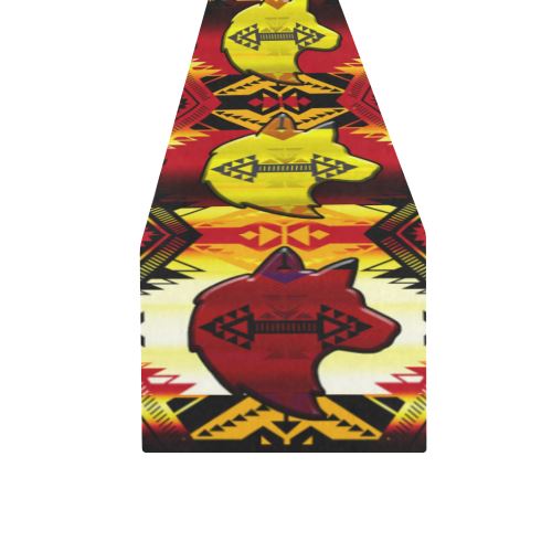 Sovereign Nation Fire with Wolf Table Runner 16x72 inch Table Runner 16x72 inch e-joyer