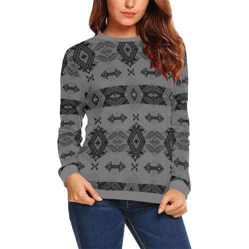 Sovereign Nation Gray All Over Print Crewneck Sweatshirt for Women (Model H18) Crewneck Sweatshirt for Women (H18) e-joyer