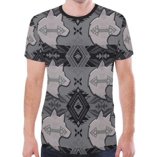 Sovereign Nation Gray with Wolf New All Over Print T-shirt for Men (Model T45) New All Over Print T-shirt for Men (T45) e-joyer