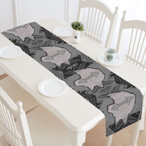 Sovereign Nation Gray with Wolf Table Runner 16x72 inch Table Runner 16x72 inch e-joyer