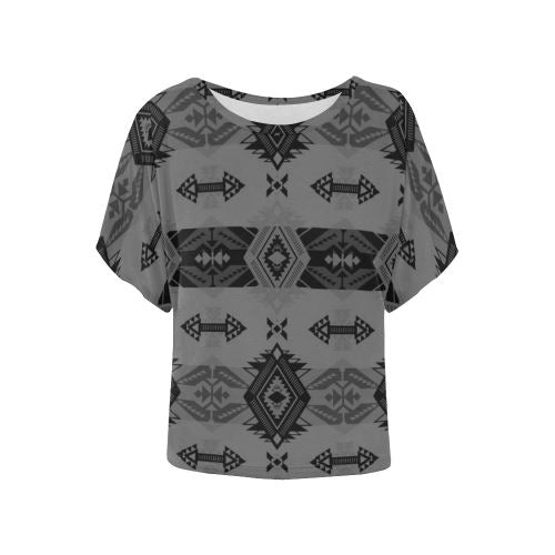 Sovereign Nation Gray Women's Batwing-Sleeved Blouse T shirt (Model T44) Women's Batwing-Sleeved Blouse T shirt (T44) e-joyer