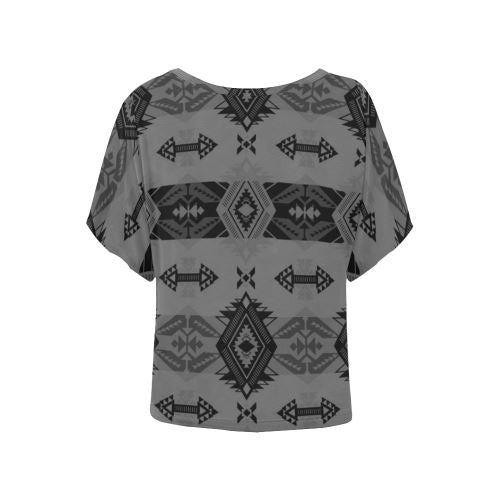 Sovereign Nation Gray Women's Batwing-Sleeved Blouse T shirt (Model T44) Women's Batwing-Sleeved Blouse T shirt (T44) e-joyer
