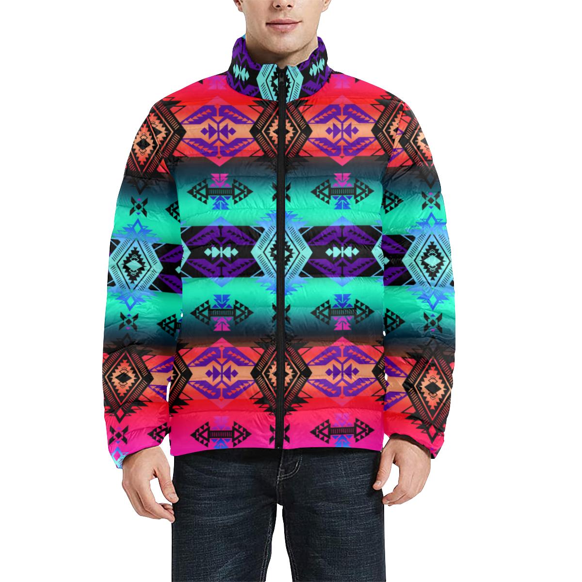 Sovereign Nation Sunrise Men's Stand Collar Padded Jacket (Model H41) Men's Stand Collar Padded Jacket (H41) e-joyer