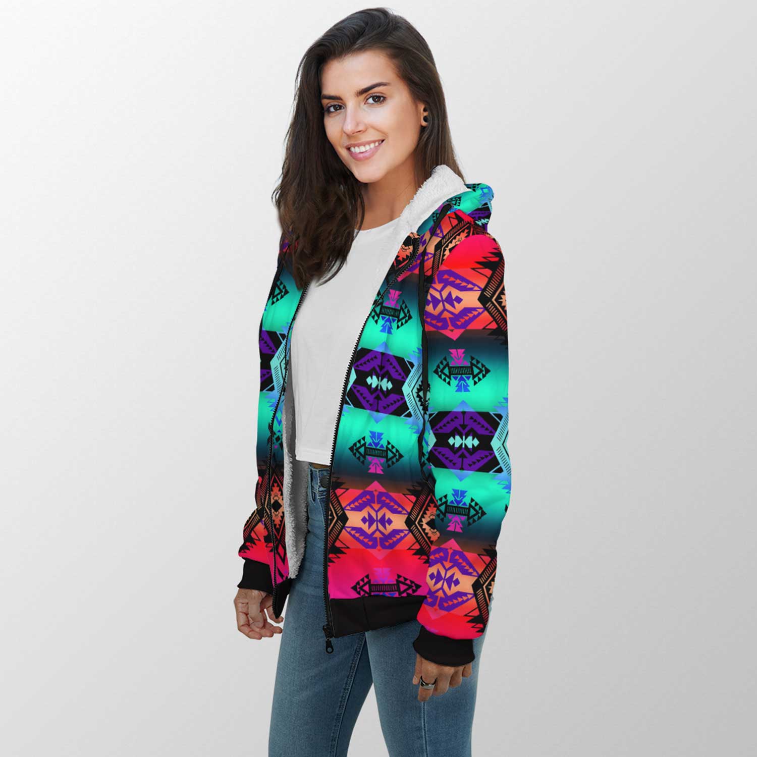 Sovereign Nation Sunrise Sherpa Hoodie 49 Dzine