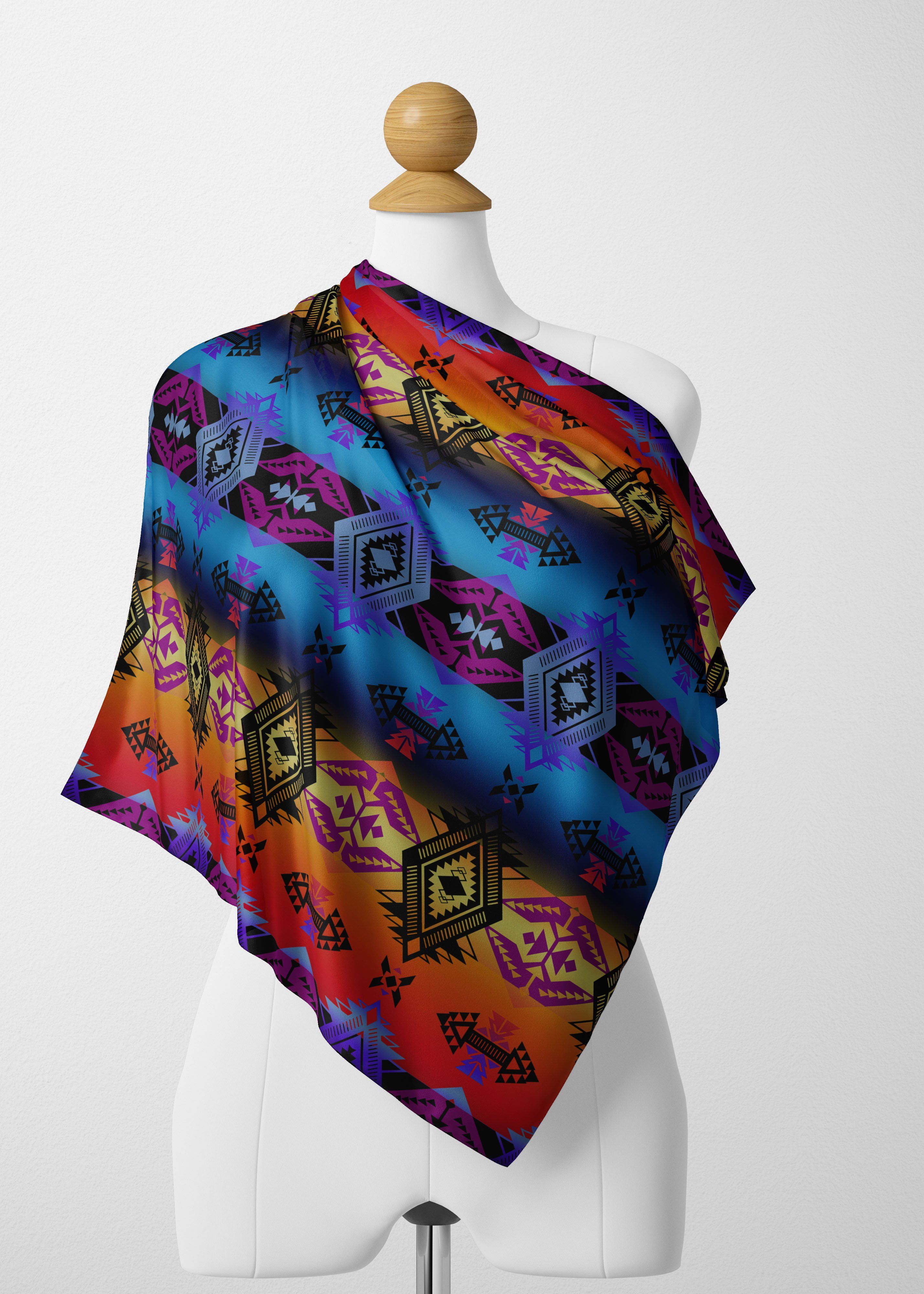 Sovereign Nation Sunset Satin Shawl Scarf 49 Dzine
